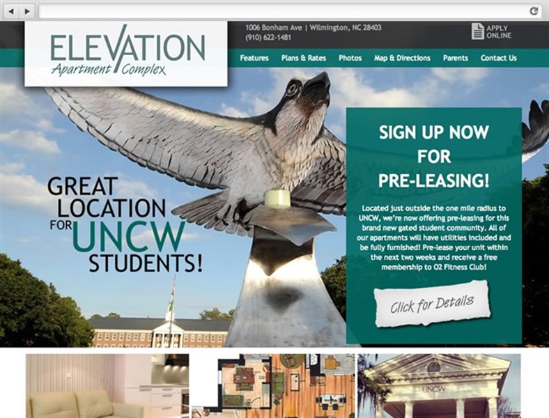 Elevation NC - apartment complex web design