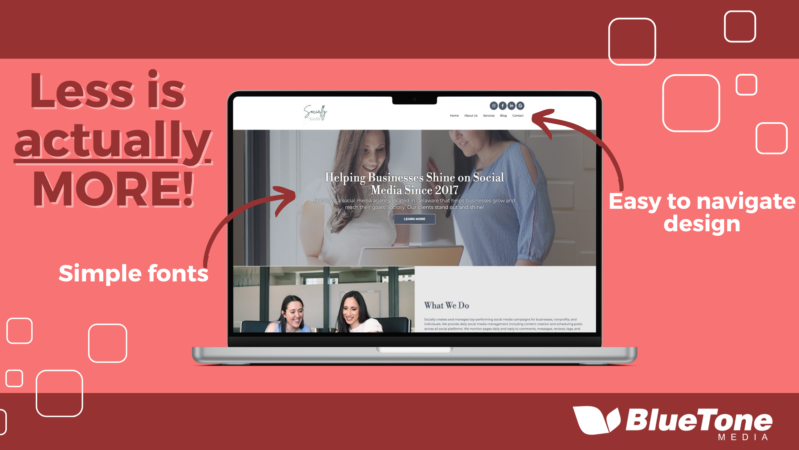 Socially Brittany has a minimalistic web design by BlueTone Media.