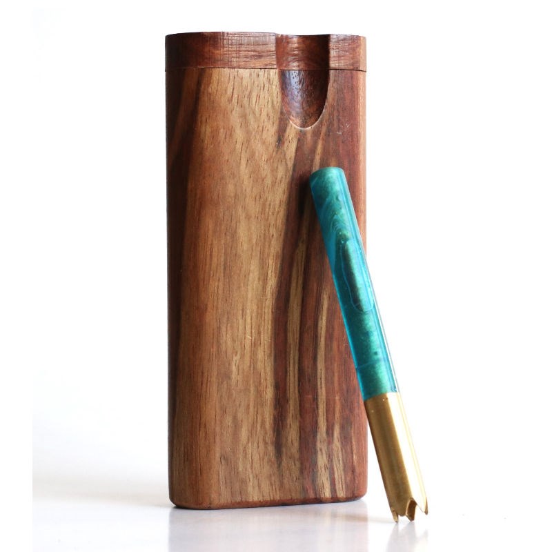 Caribbean Rosewood Swivel Lid Dugout & One Hitter-Classy Handcrafted American Stash Box