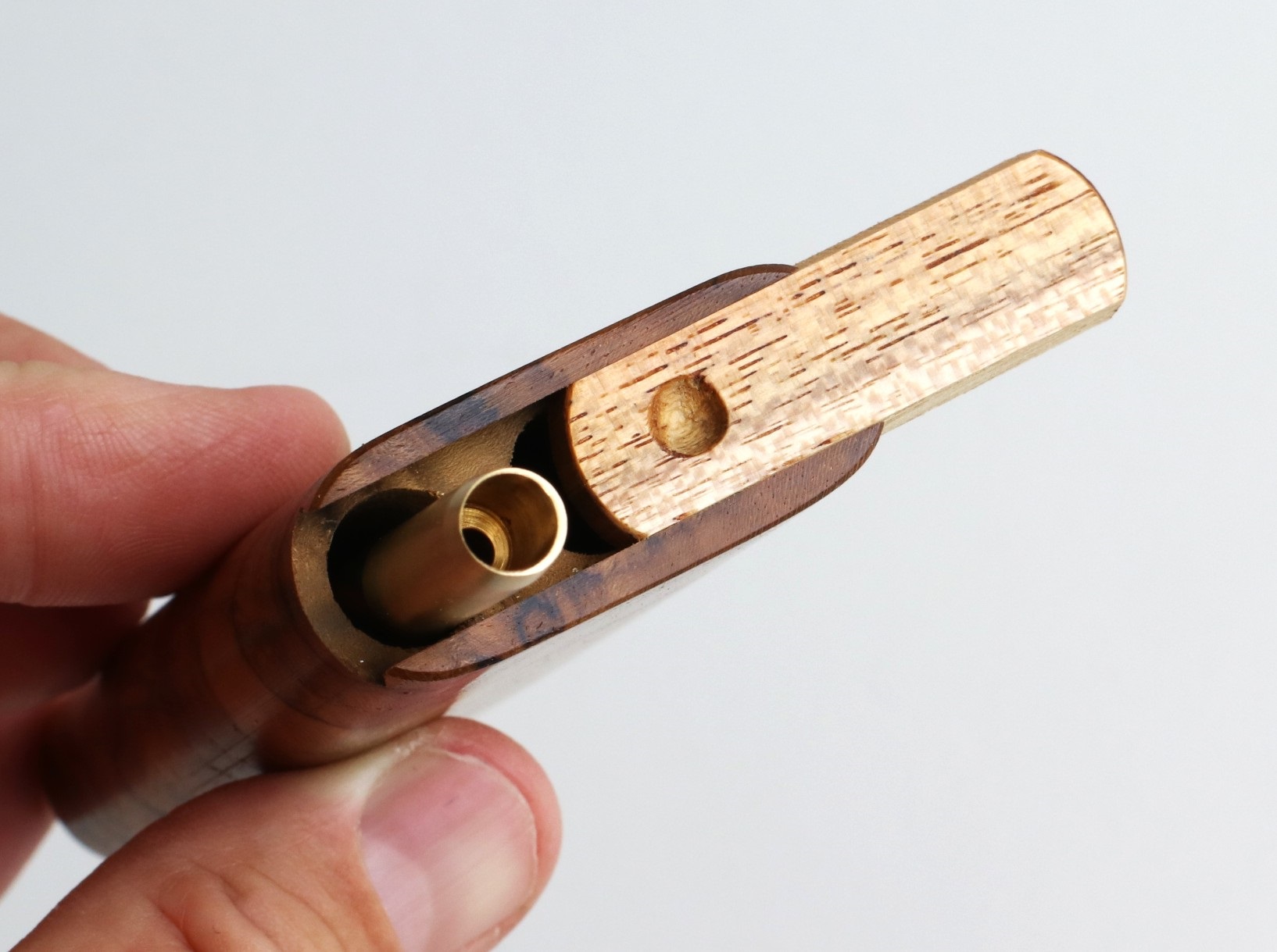 Teak Wood Dugout & One Hitter-3" Slider Lid-American Crafted Stash Box-one of a kind