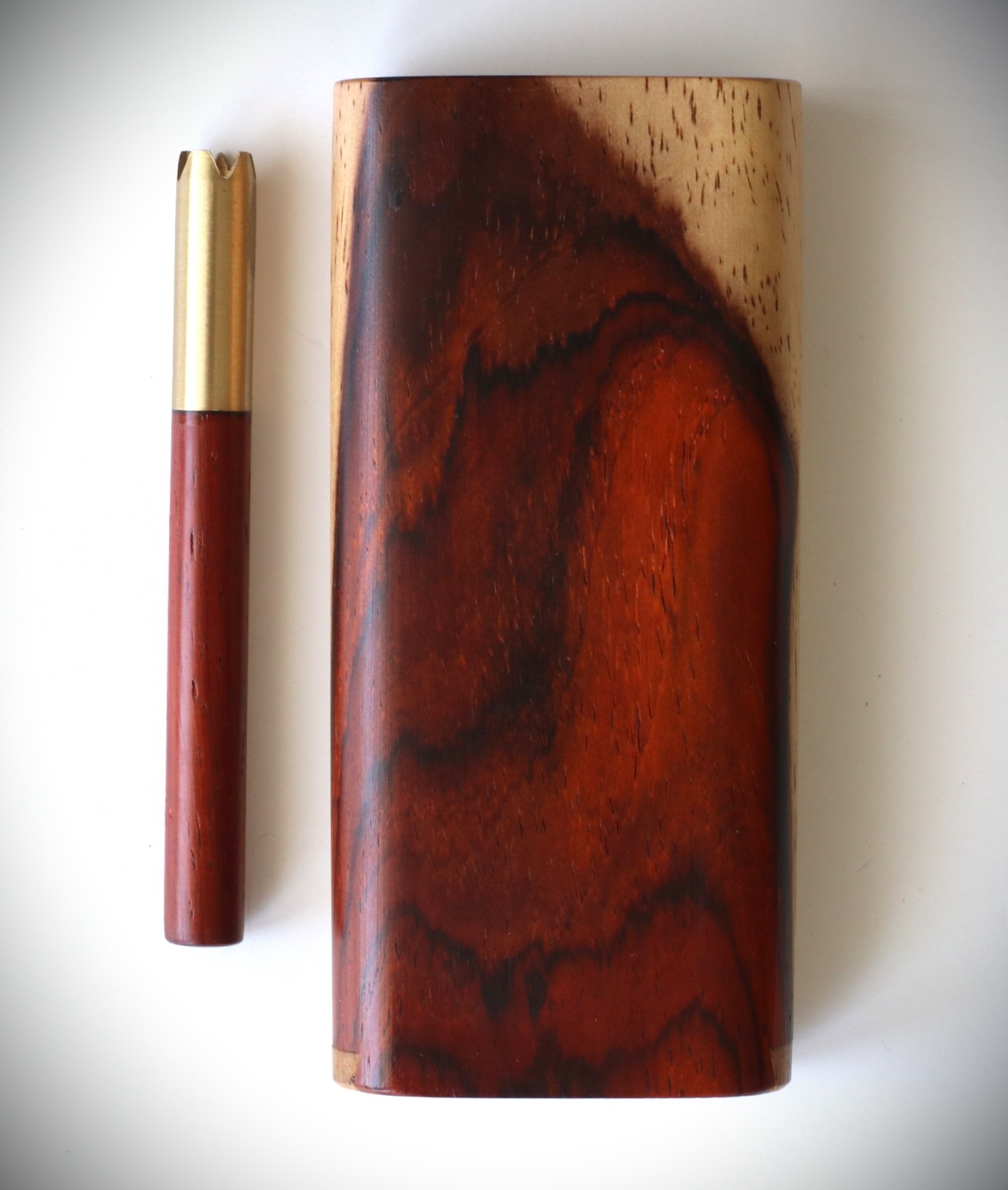 Cocobolo Slider Lid Dugout & One Hitter-Classy Handcrafted American Stash Box