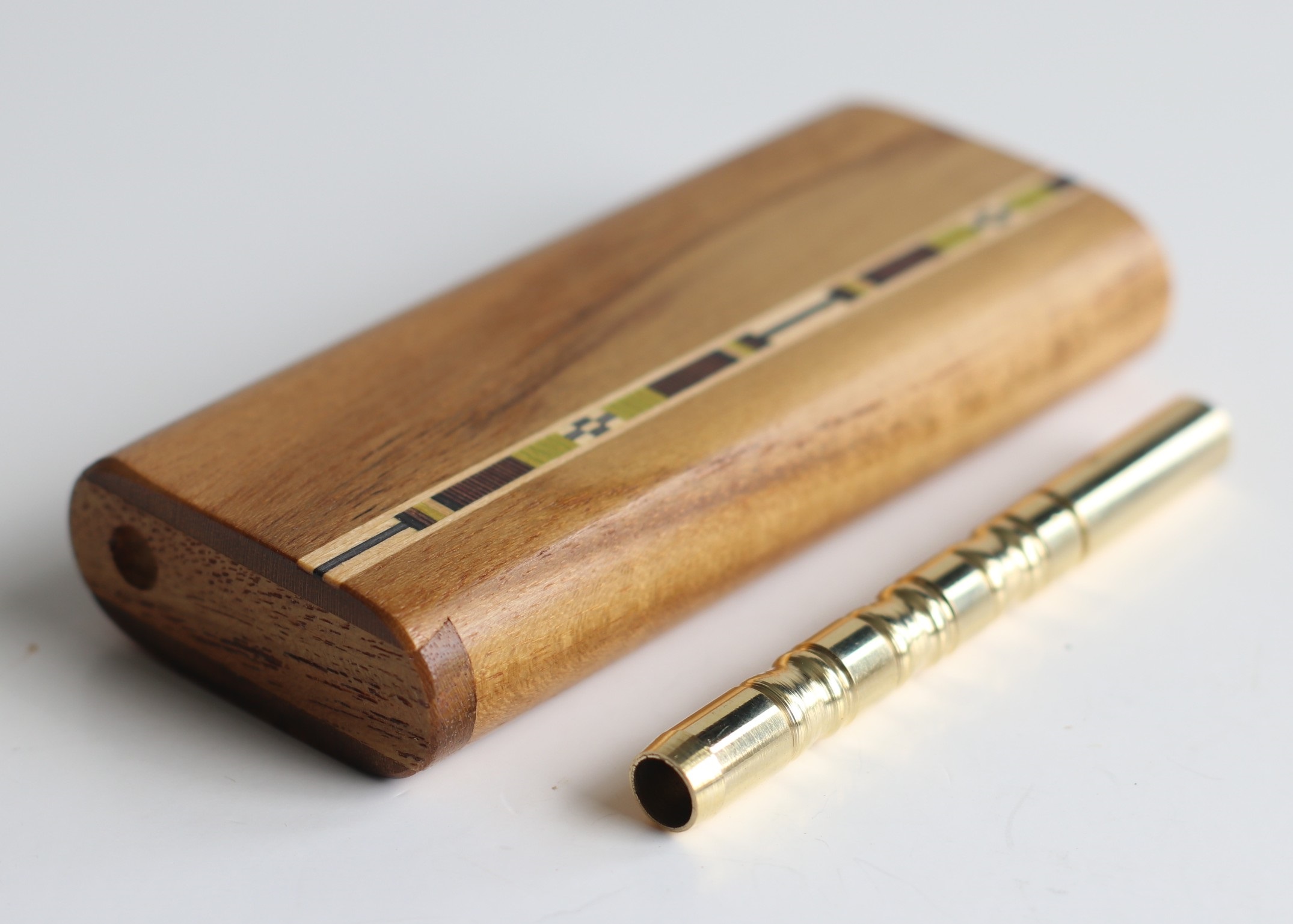 One of a Kind Teak Wood Dugout & One Hitter-Inlay Design