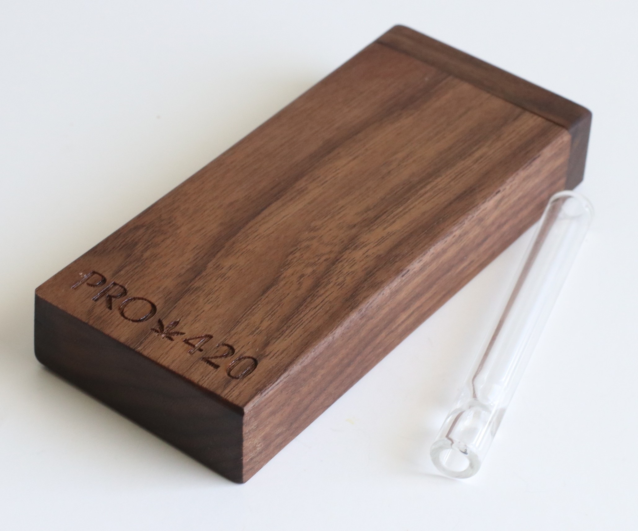 4" Walnut Wood Dugout-Premium Stash Box with One Hitter & Stash Cleaner
