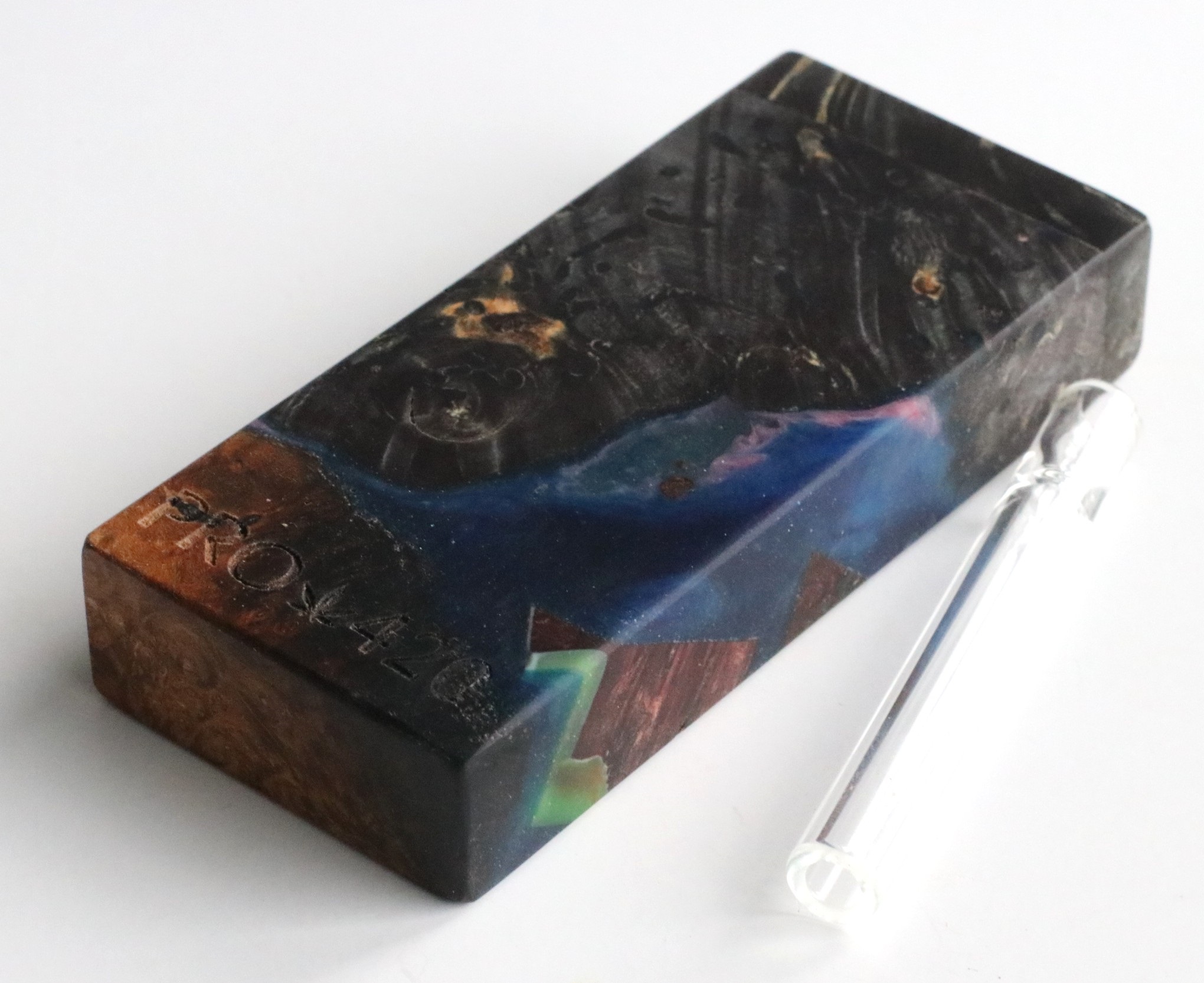 Galaxy Burl Futo Stash Box- Out of this World Wood Dugout- 4" Burled Wood- Best Quality