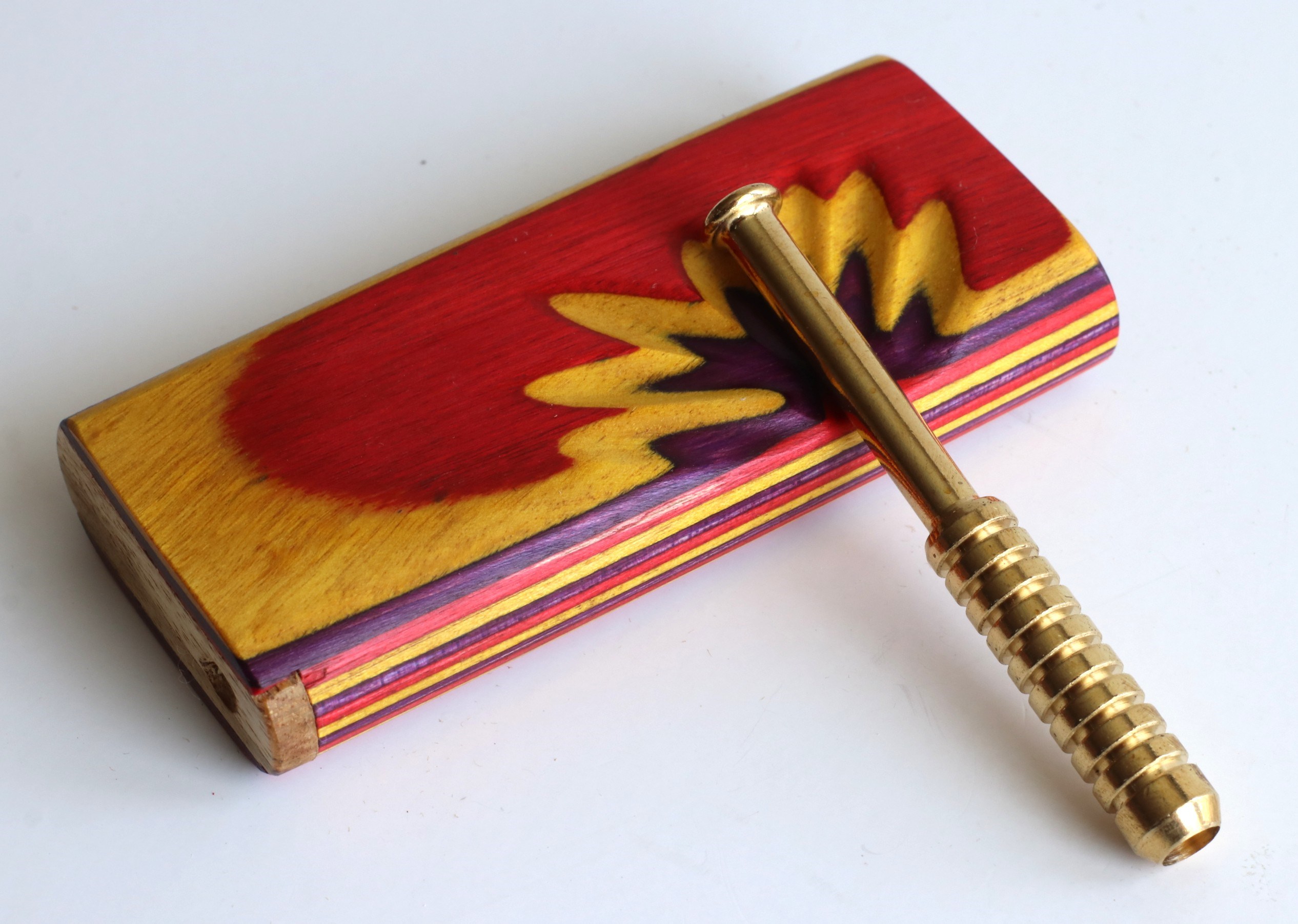 4" Rainbow Etched Slider Lid Dugout & One Hitter-One of a Kind American Made Dugouts