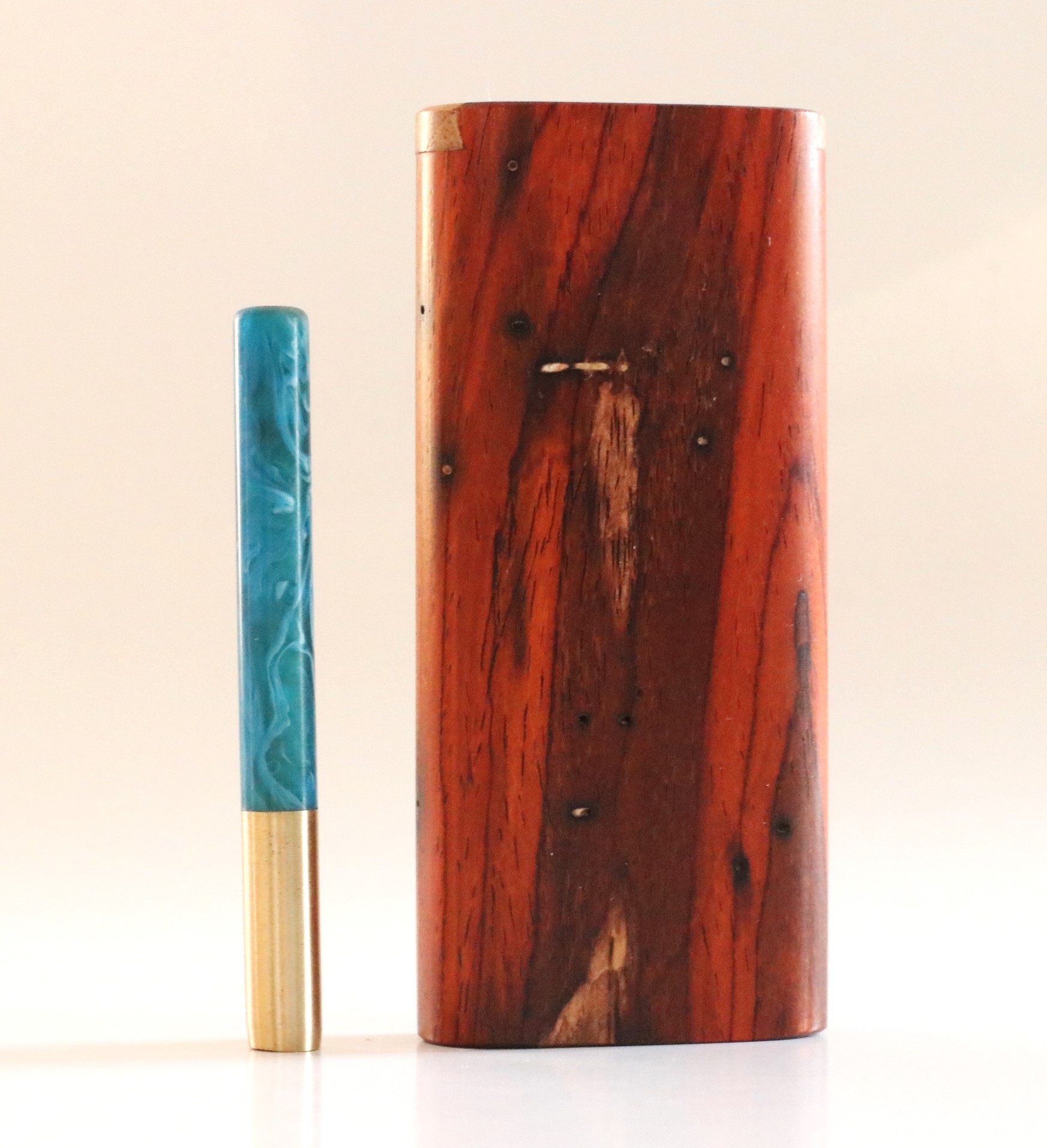 Cocobolo Slider Lid Dugout & One Hitter-Classy Handcrafted American Stash Box