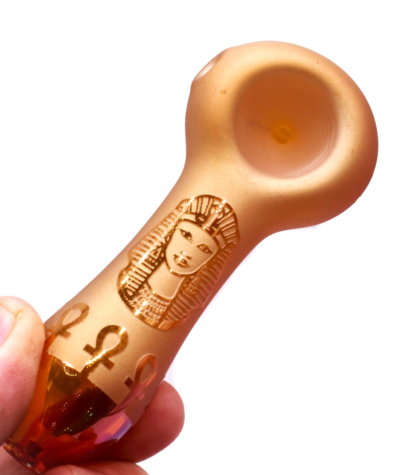 4" Glass Spoon Pipe w/colorful ceramic coating-Rose Gold