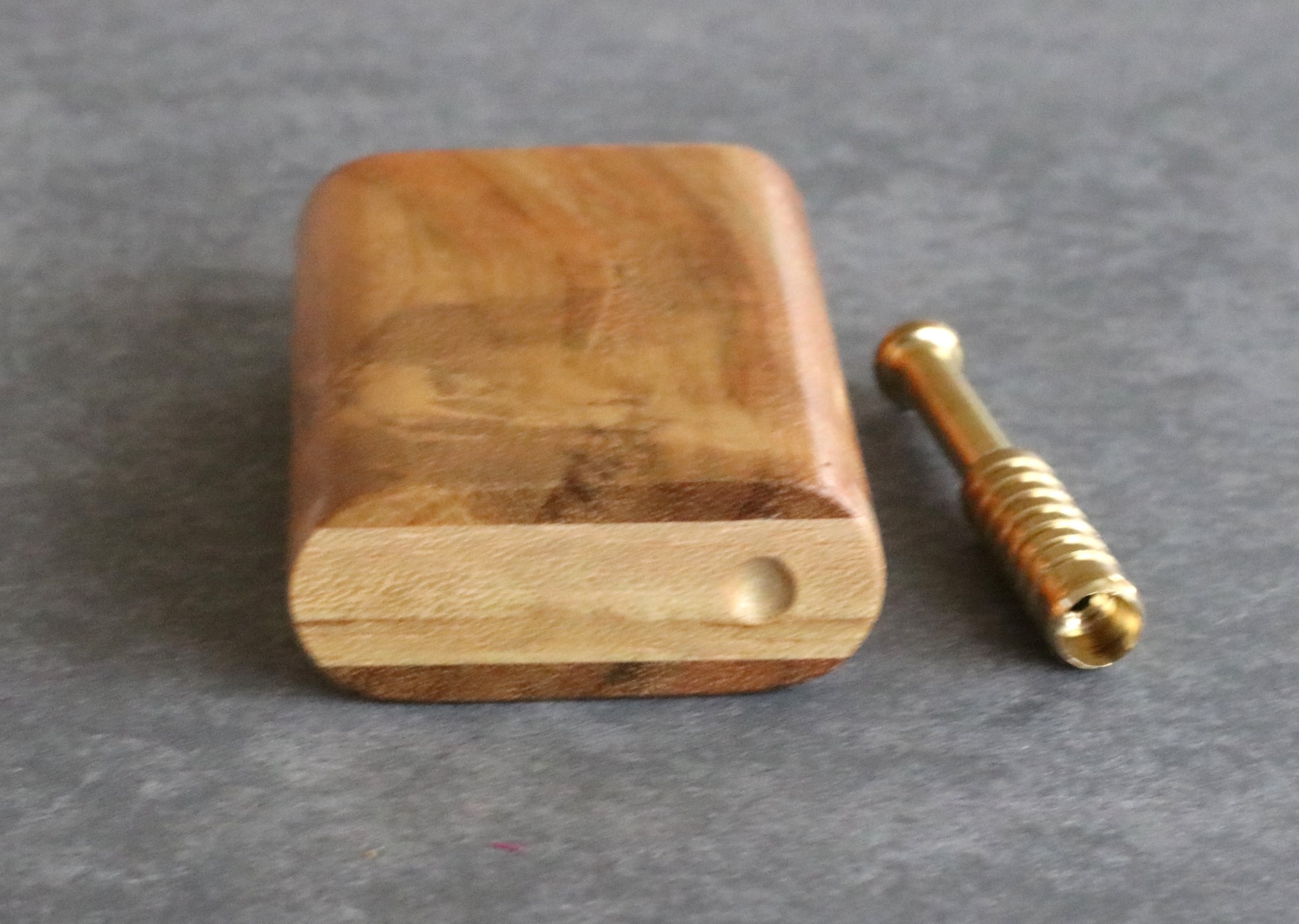 Teak Slider Lid Dugouts & One Hitter Pipe- American Handcrafted Stash Box - Exotic Wood Dugout & Brass One Hitter Pipe