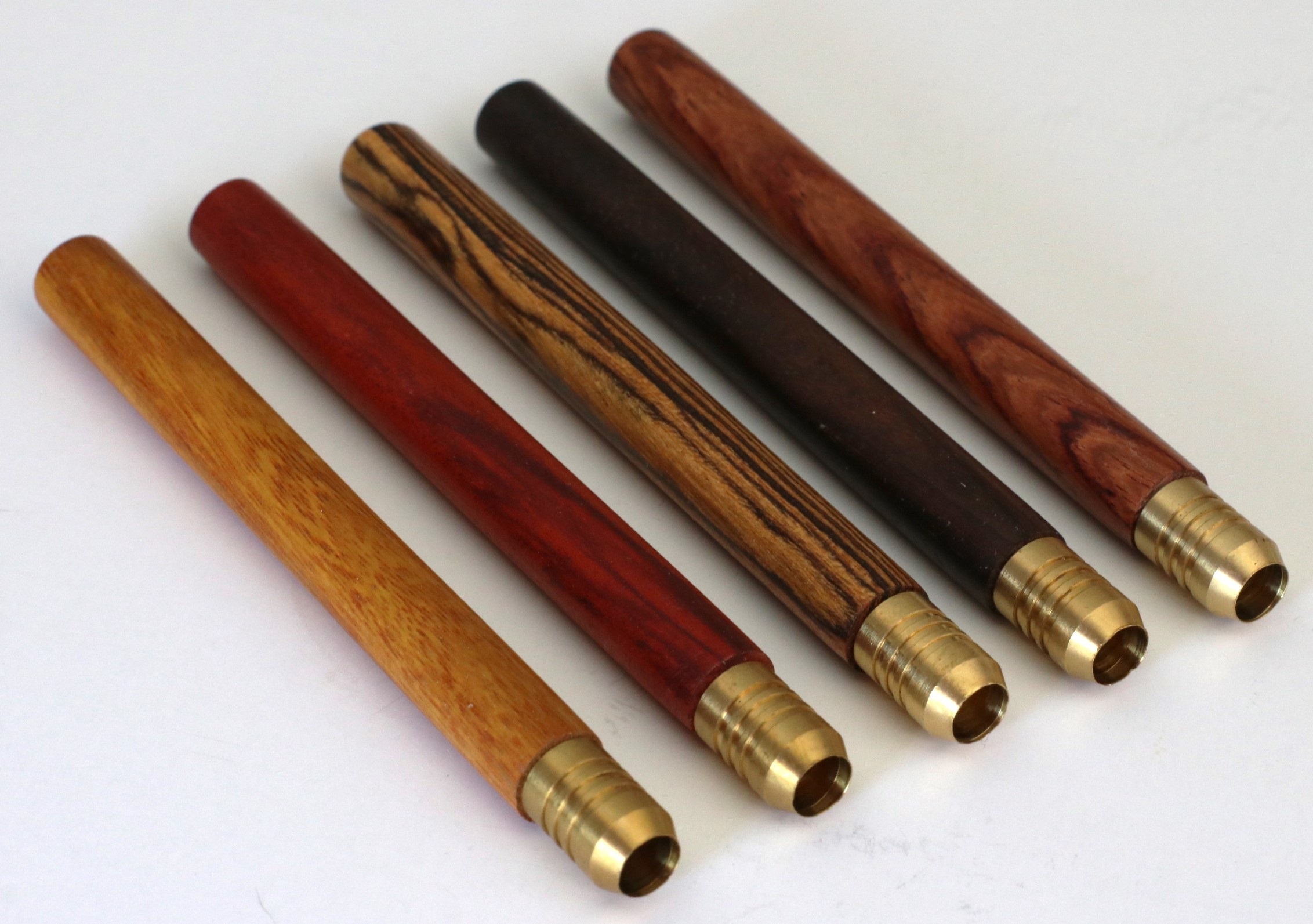 4" Exotic Wood One Hitter Pipes-Crafted Hardwood pipe with brass bowl