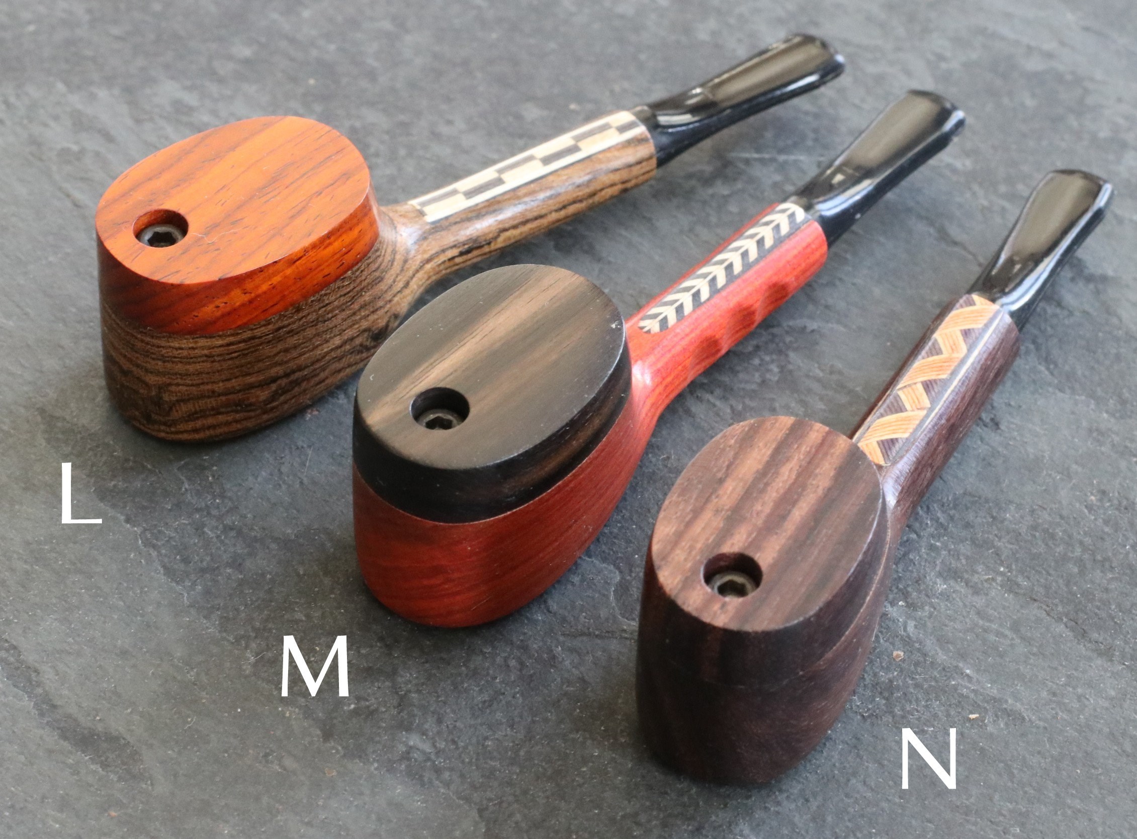 4" Exotic Wood Pipe- L56 TRIBAL- American Crafted Swivel Lid Wood Smoking Pipe - Exotic Wood Swivel Lid Pipes