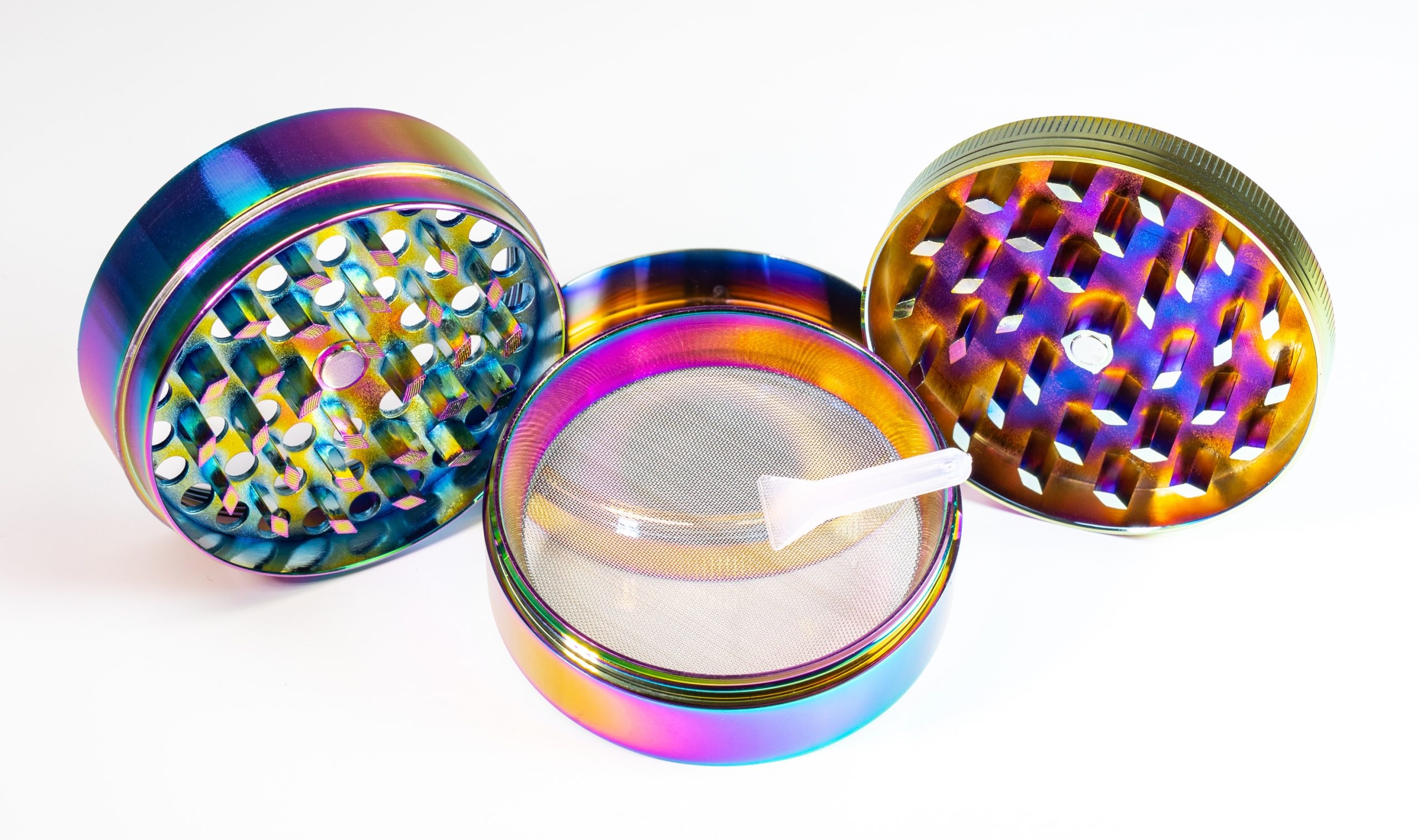2.5" Rainbow Herb Grinder- 4 pc- Magnetic Lid