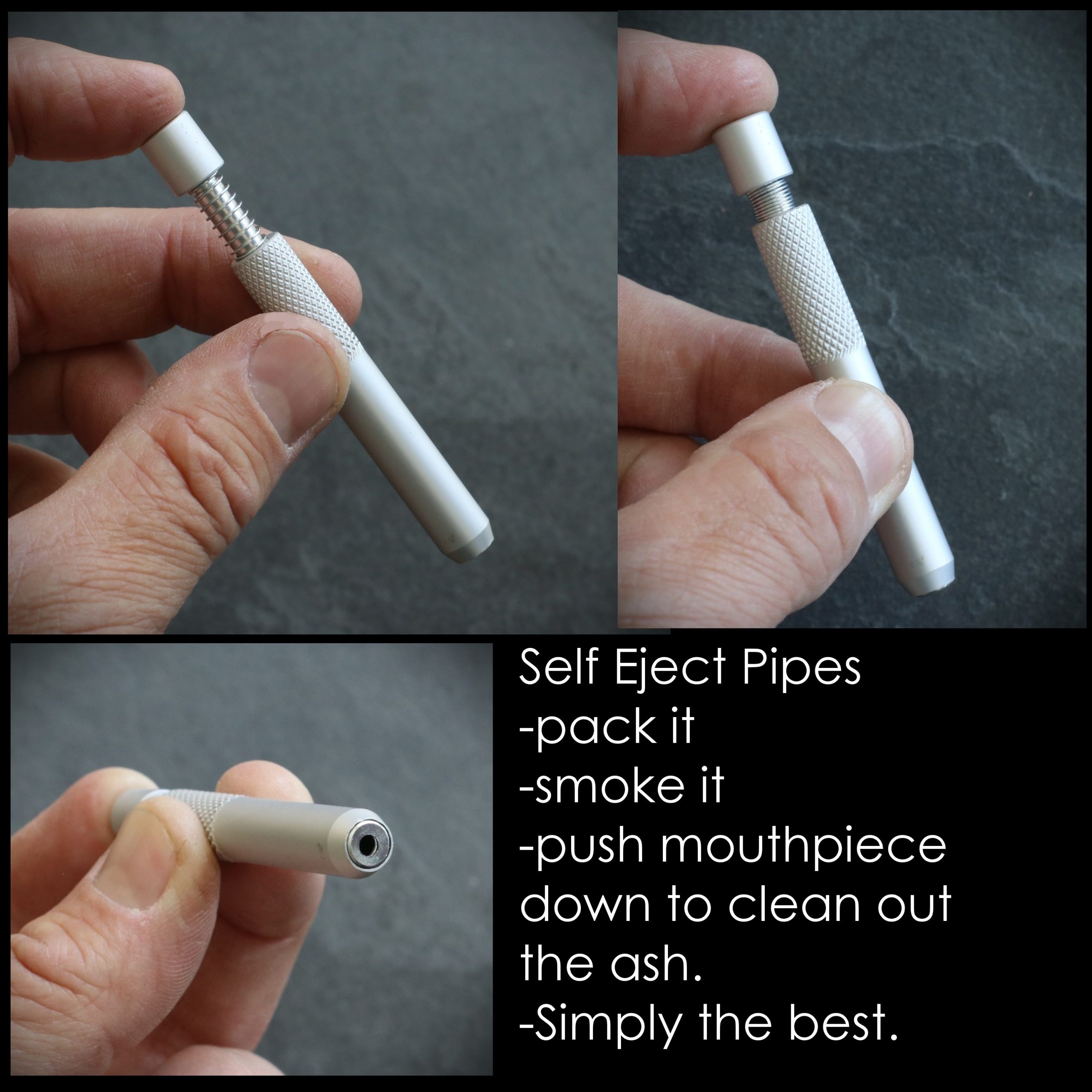 3" Self Eject One Hitter Pipe-Spring Loaded Cleaning System-Zero Ash