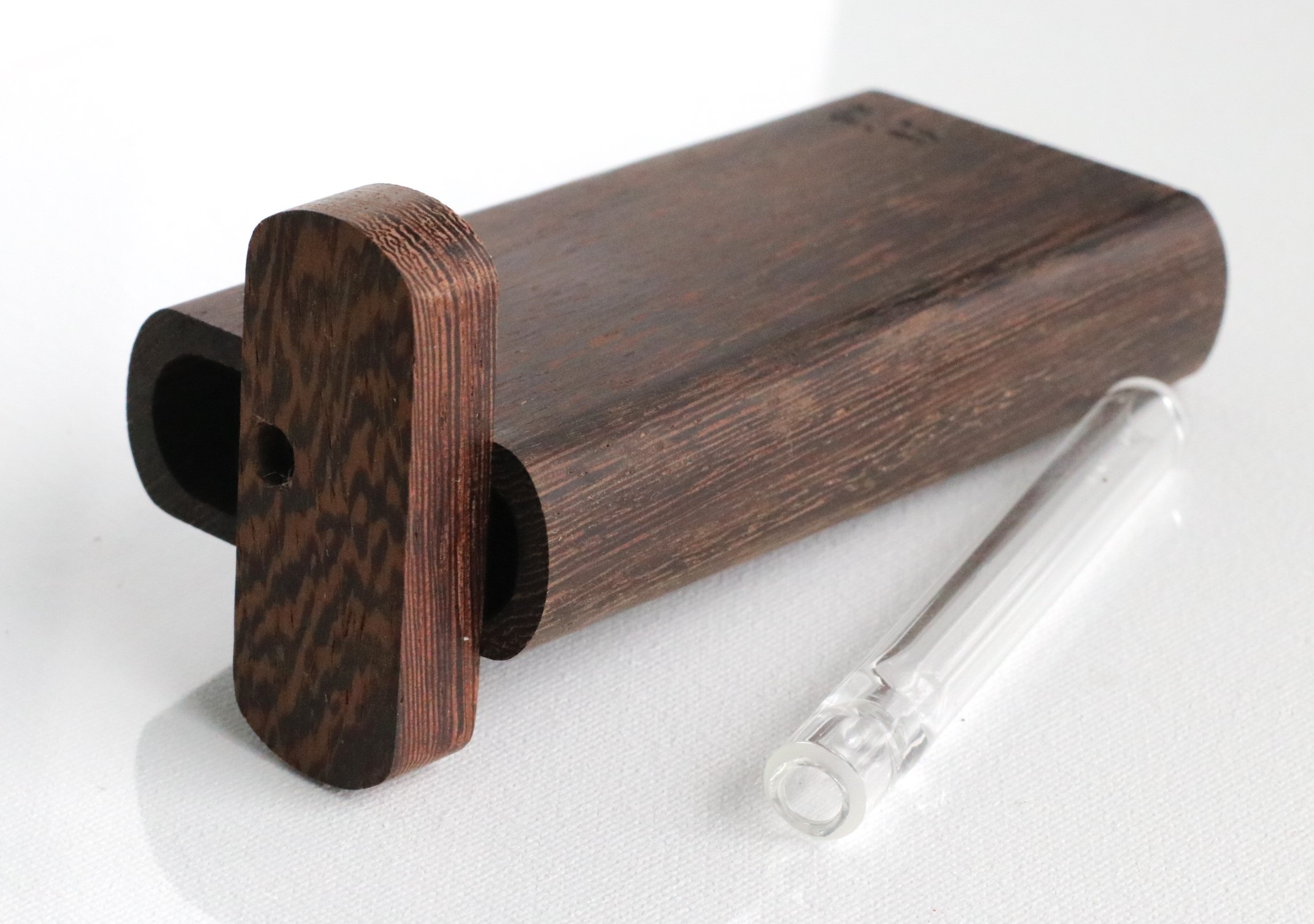 4" Wenge Wood Dugout- by Futo- Premier Stash Box with One Hitter & Stash Cleaner - Wenge Wood Dugout
