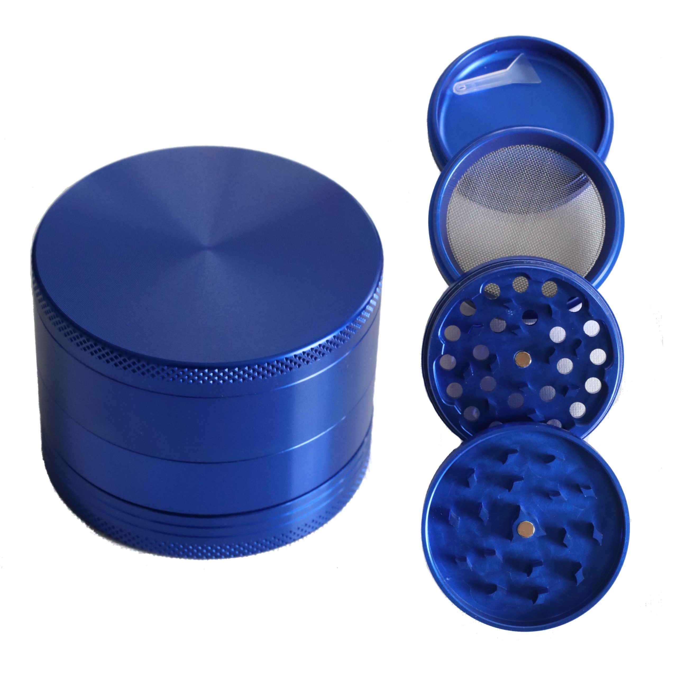 PRO 420 Blue Gift Pack- Herb Grinder & Glass Pipe-Great Gift for Smokers - Metal 4 piece grinder