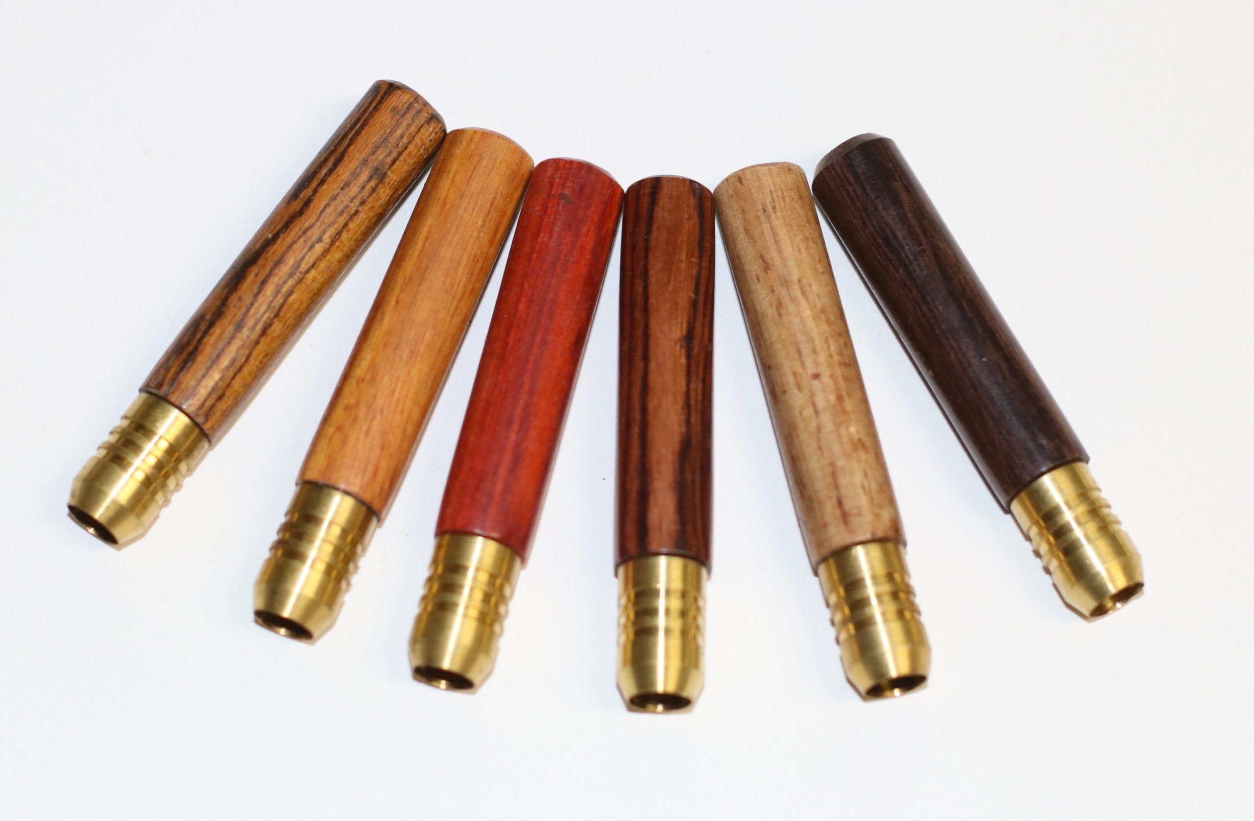 2" Exotic Wood One Hitter Pipes- Crafted Hardwood pipe with Brass Bowl