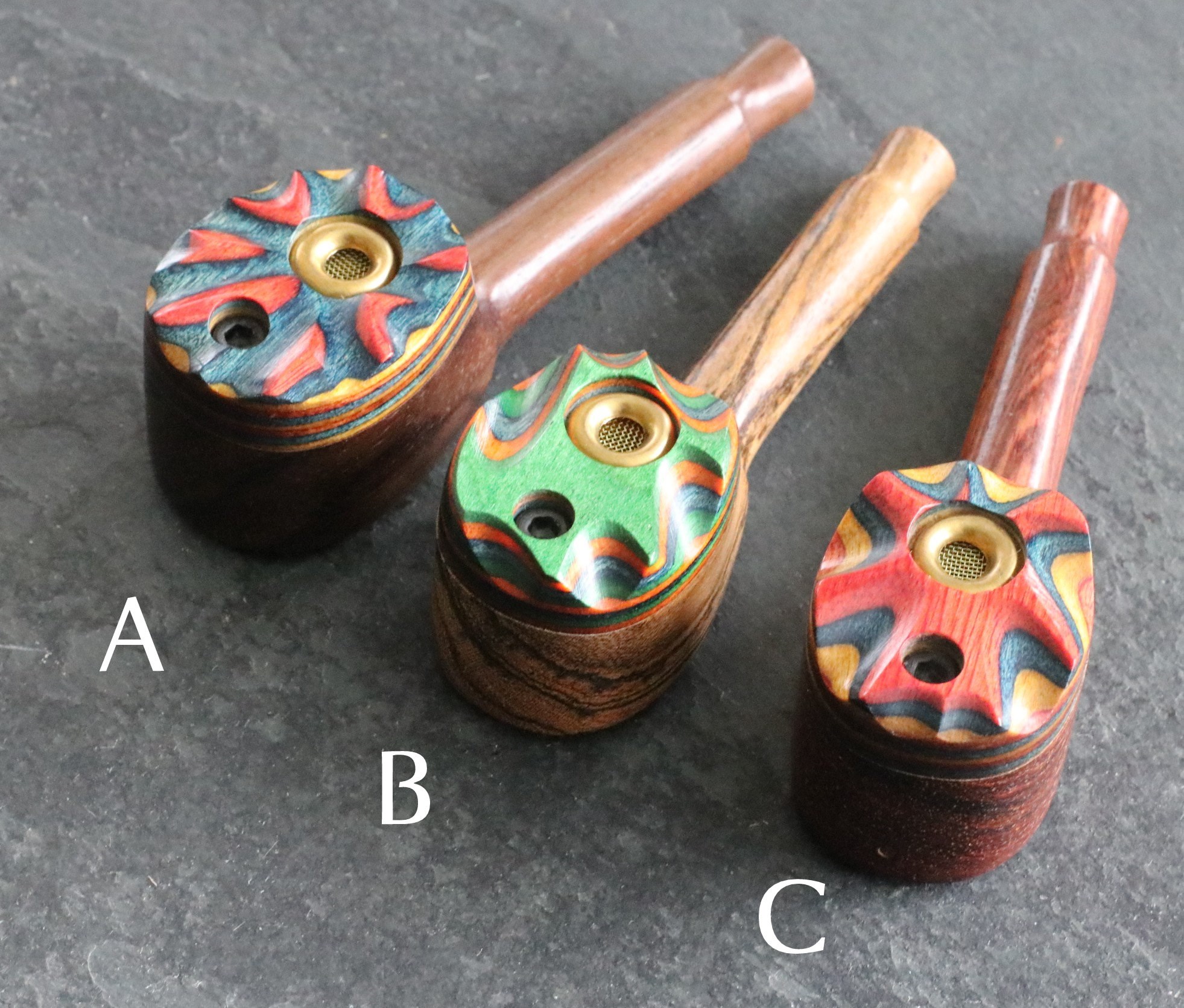 3.5" Swivel Lid Pipe-Z10 RB SWIVEL- Handcrafted Exotic Wood Smoking Pipe - Exotic Wood Pipe