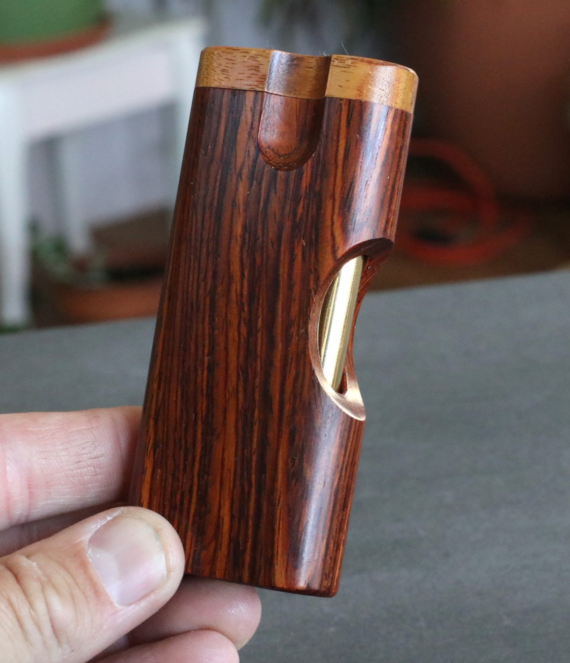 Cocobolo Cutaway Dugout with One Hitter Bat-Stylish Smoking Stash Box - Cutaway Cocobolo Dugout