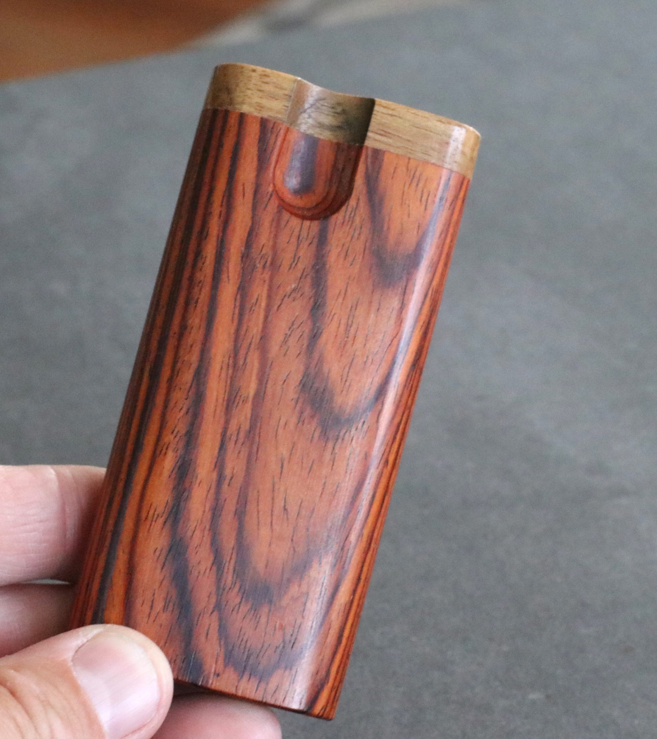 Cocobolo Swivel Lid Dugouts & One Hitter Pipes-Both 3" & 4" Available- Top Quality Exotic Wood Dugout Stash Box - Cocobolo Swivel Lid Dugout