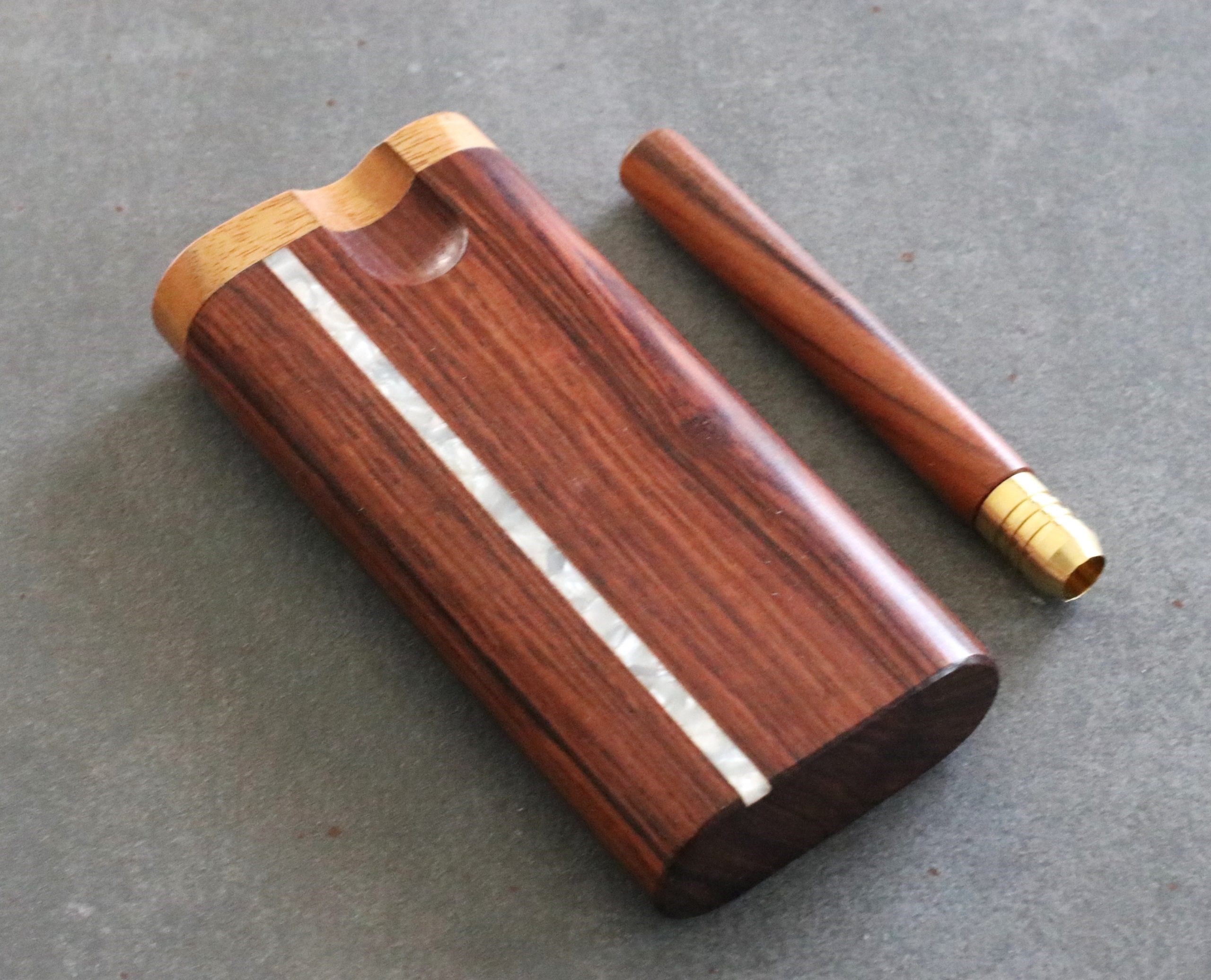 Cocobolo & Honduras Wood Dugouts- The Perfect Gift- the finest dugout and one hitter pipe ever! - Honduras Pearl Inlay Dugouts