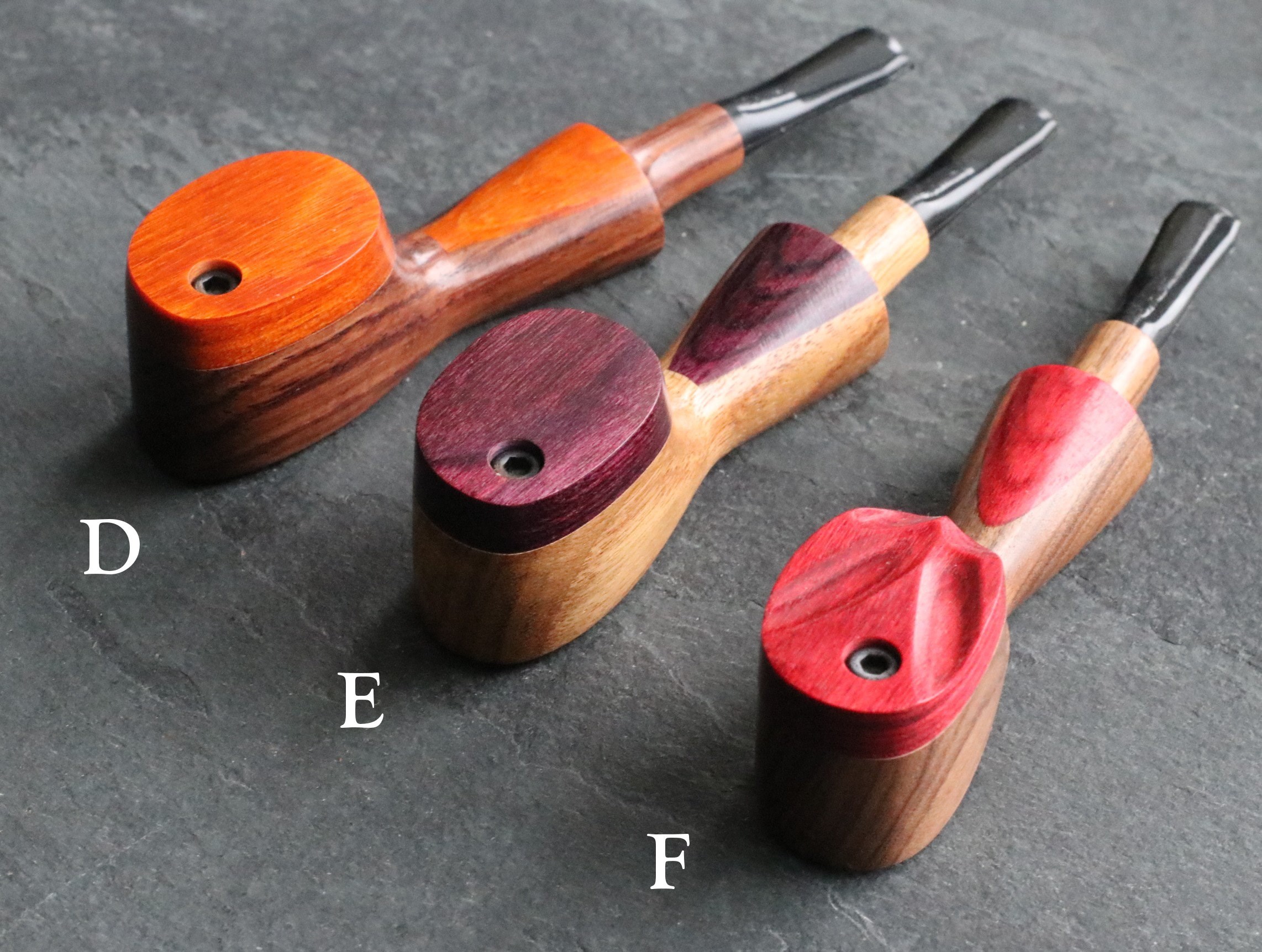 Colorful Exotic Wood Pipes with Swivel Lid- G3 COLOR ETCH BODY- Handcrafted American Pipes - Exotic Wood Pipes
