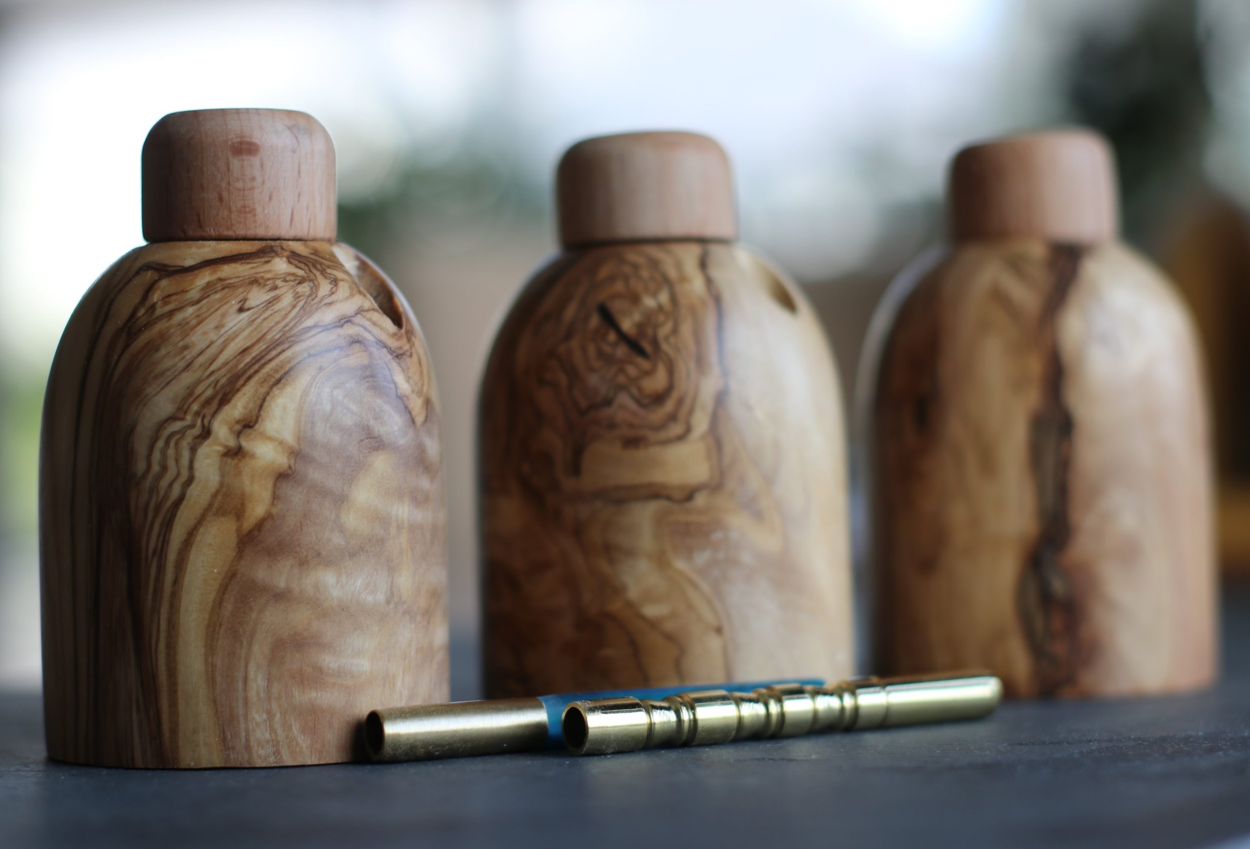 Olive Wood Tabletop Dugout- One Hitter Stash Box- Smoker's Gift