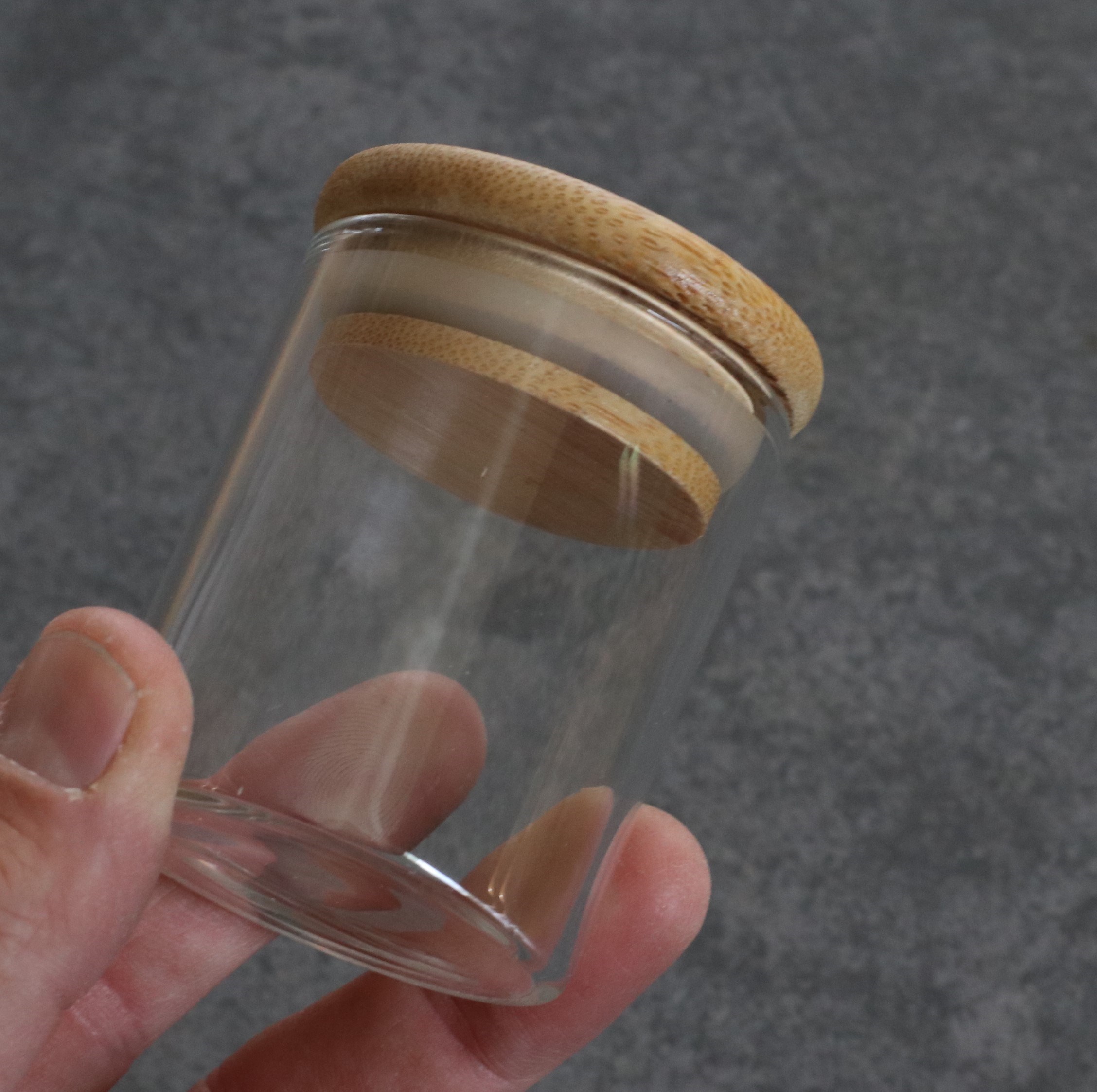 2" Glass Stash Jar with Bamboo Lid- Smell Proof- Safe Storage for Herbs