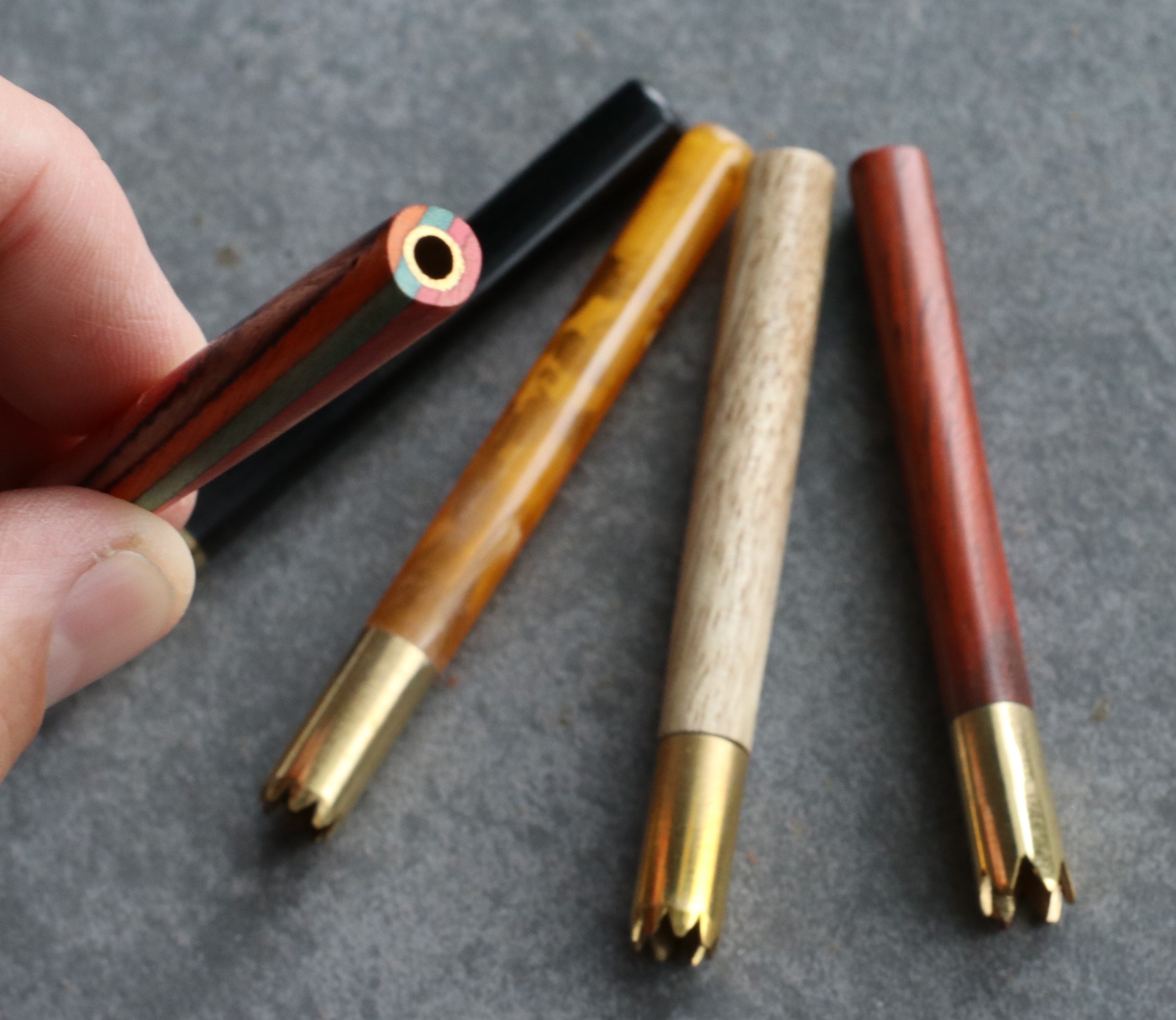 3" Brass One Hitter Pipes- Brass Grinder Tip-Class & Style in a One Hitter Pipe-for 4" Dugouts - Swivel Lid Wood Pipe