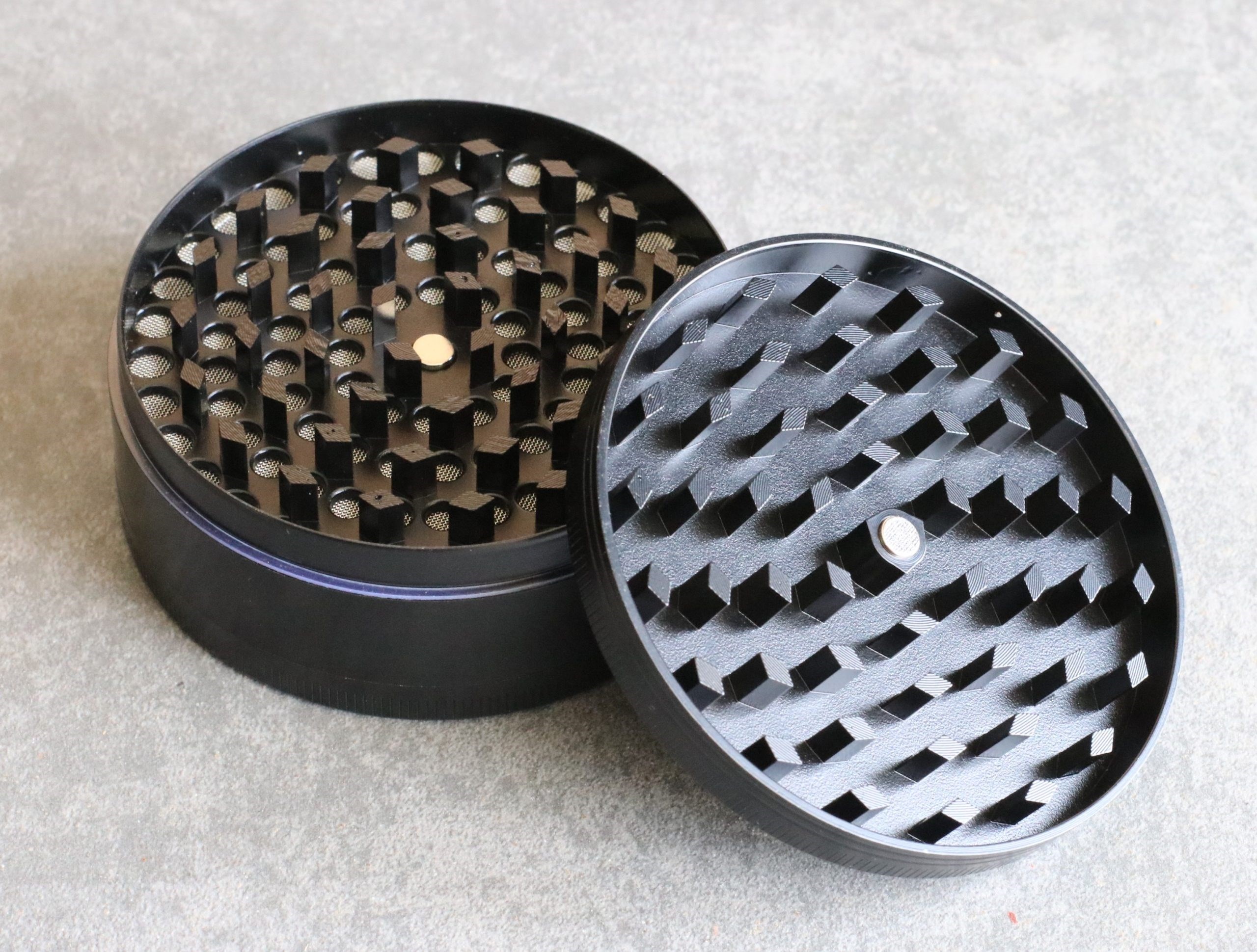 3" Professional Grade Herb Grinder- 3pc magnetic lid with screen- Top Quality-Black - Professional Herb Grinder-3 Piece Metal-Black