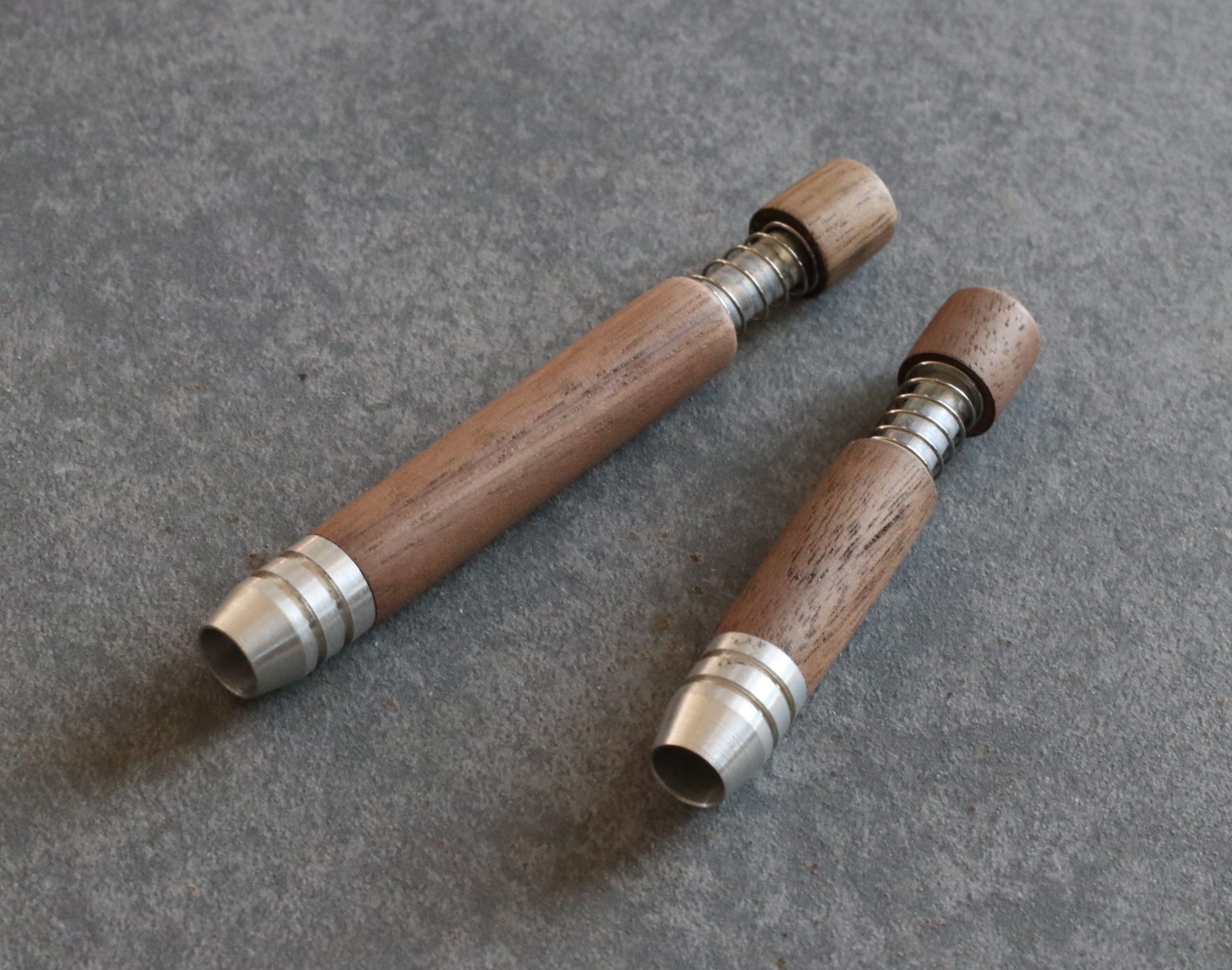 2" & 3" Spring Loaded Walnut One Hitter- Self Eject Pipe-Clean Smoking Pipe - Walnut Spring Loaded Self Eject Pipes
