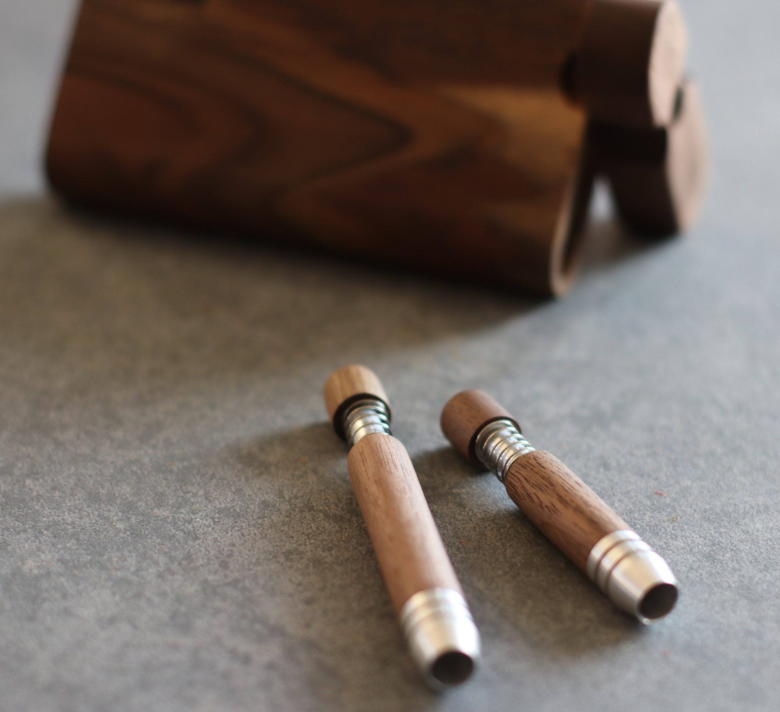 2" & 3" Spring Loaded Walnut One Hitter- Self Eject Pipe-Clean Smoking Pipe - Walnut Spring Loaded Self Eject Pipes