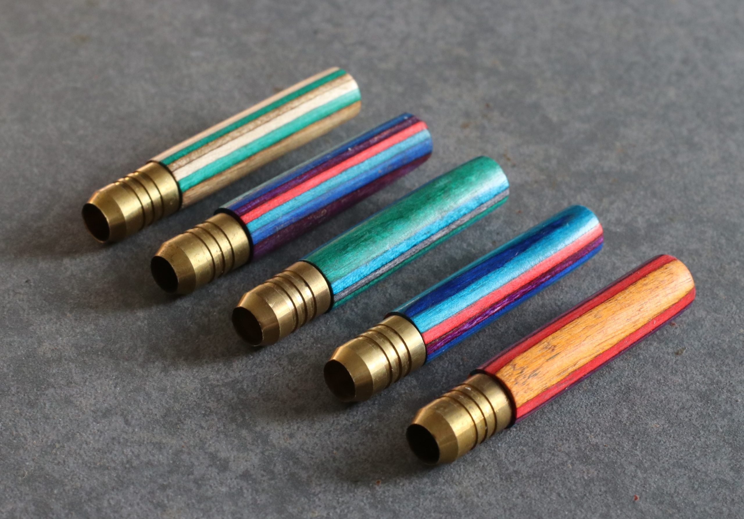 2" Rainbow Color One Hitters - 2' Rainbow Wood & Brass Pipes
