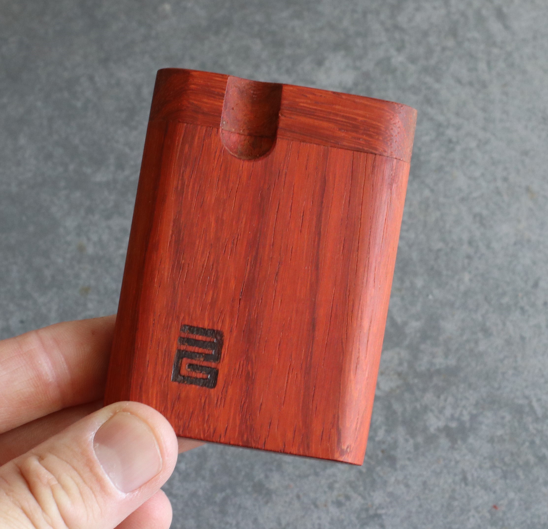 3rd Grain Padauk Wood Dugouts & One Hitter Pipe-American Crafted Stash Box - Honduras Pearl Inlay Dugouts