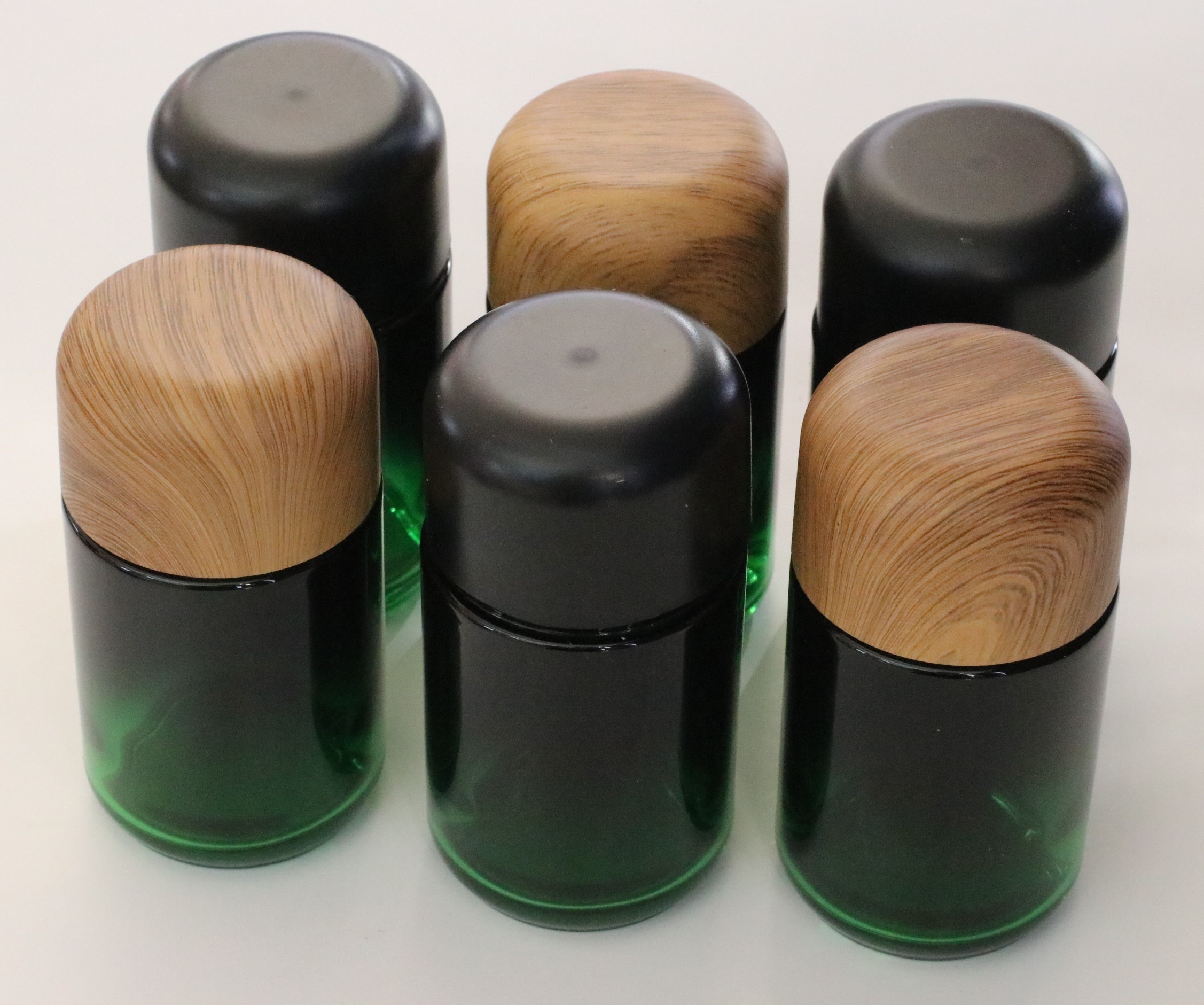 6 x Glass Stash Jars-Quality Green Tinted Glass with Smell/Child Proof Lids - Glass Stash Jar
