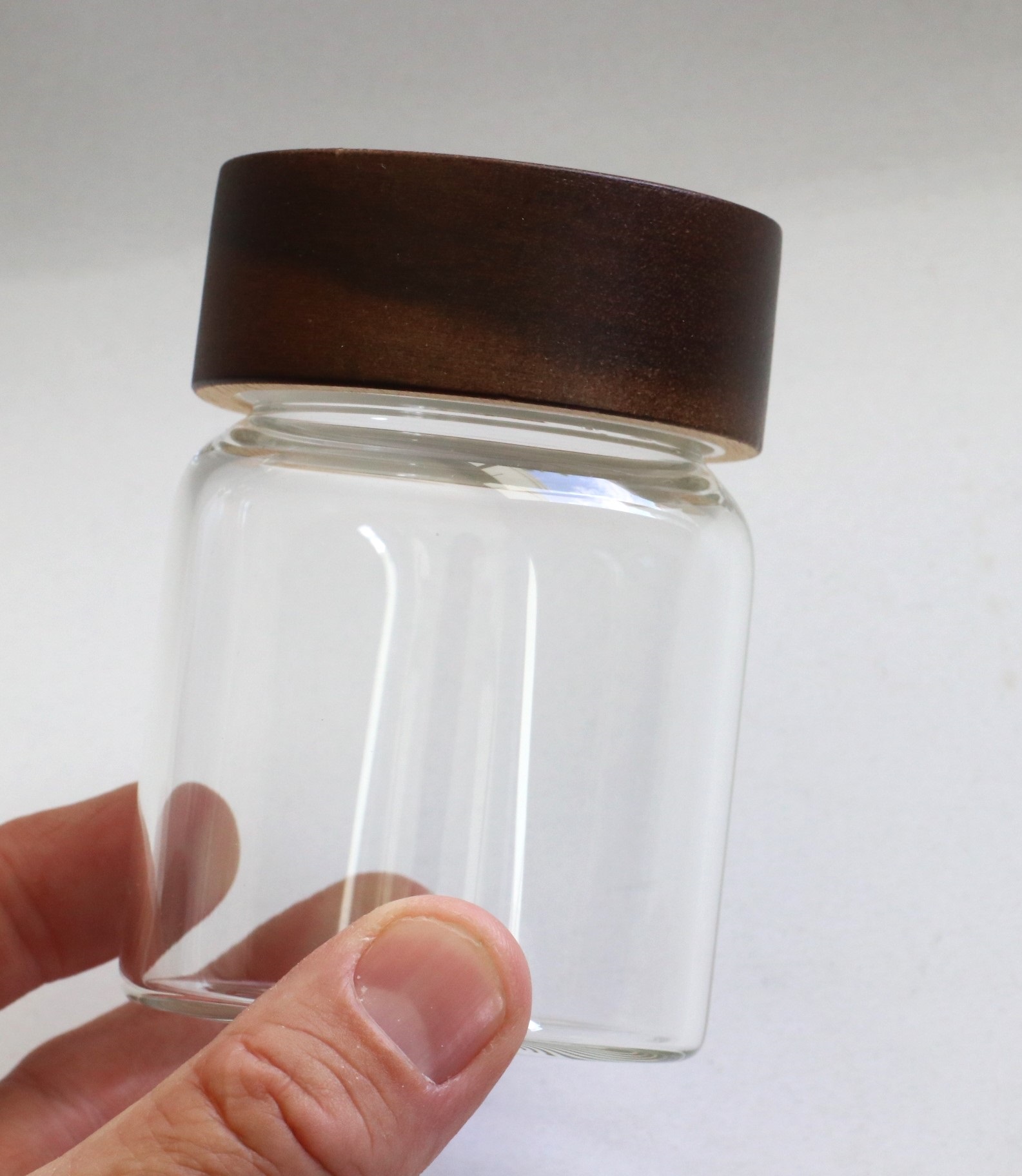 Glass Stash Jar with Bamboo Lid- Flat Top-Smell Proof Jar for Herbs & Spices - 4' Glass Stash Jar