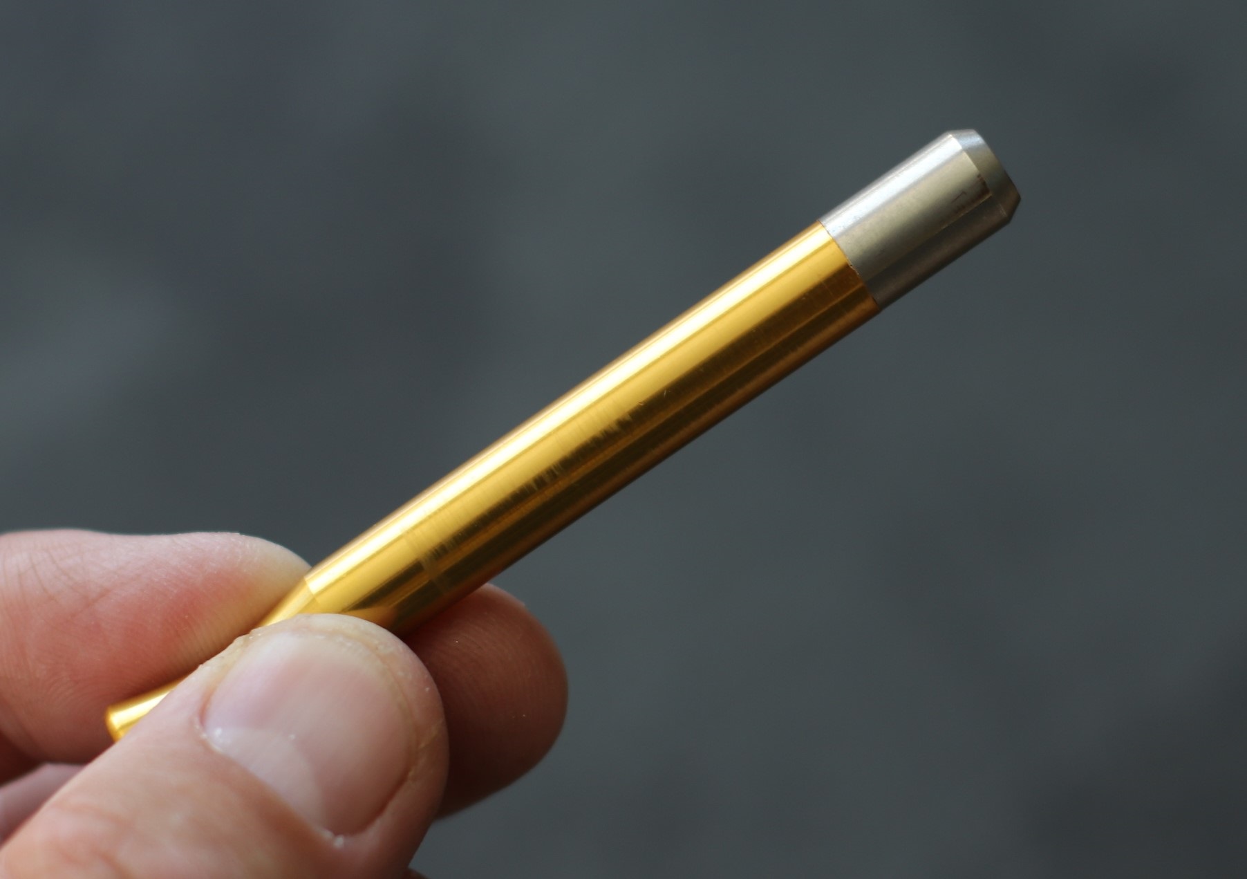 3" Stainless Steel Shark Tip Pipe-Designed for 4" Dugouts w/brass poker - 3' Gold Metal One Hitter Pipe