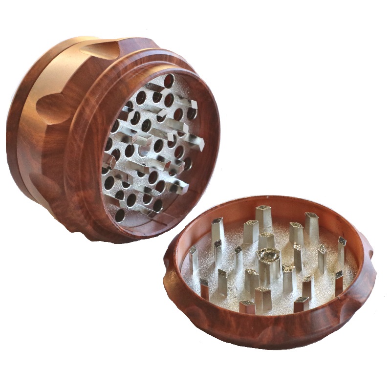 2.5" Wood Resin Herb Grinder- 4 Piece Grinder with Catch-Screen-Magnetic Lid - 4 Piece Herb Grinder