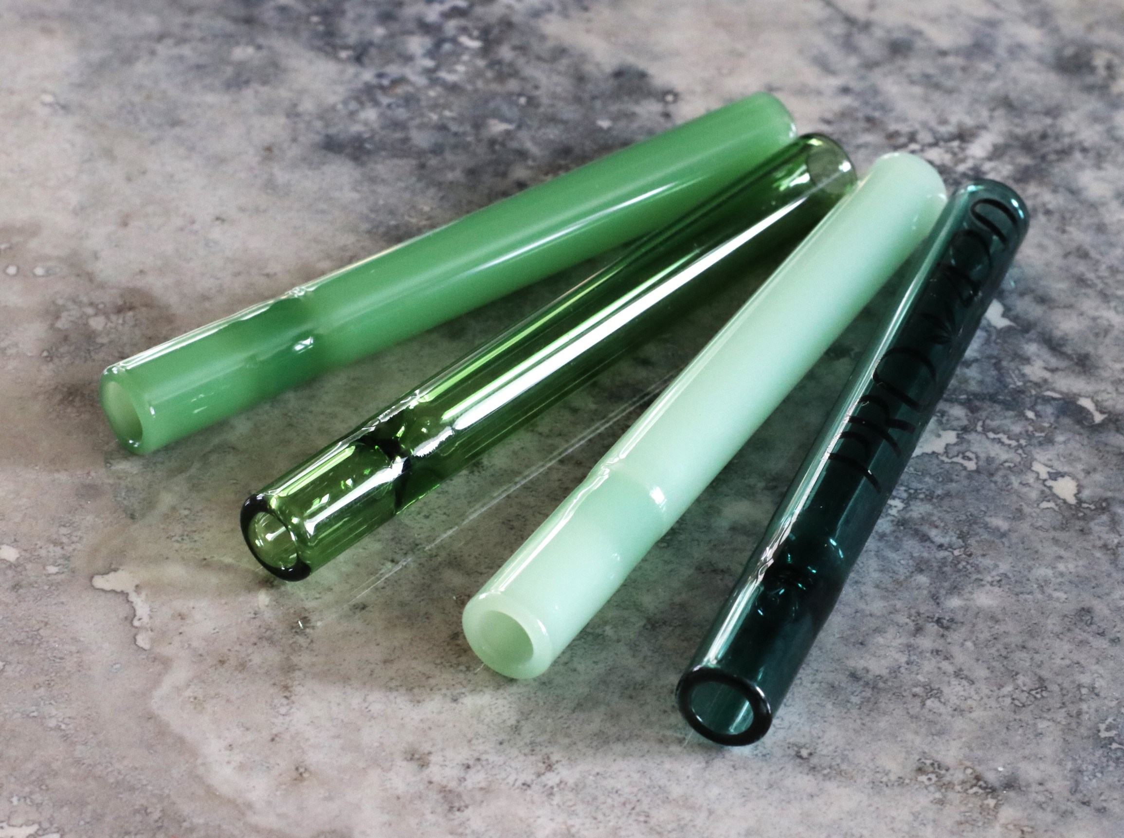 The Green Collection: 4" Glass Multi Hitter Pipes- Extra Thick Glass & Deep Bowl- Quality Glass Hitter Pipes - 4' Green Glass Hitters