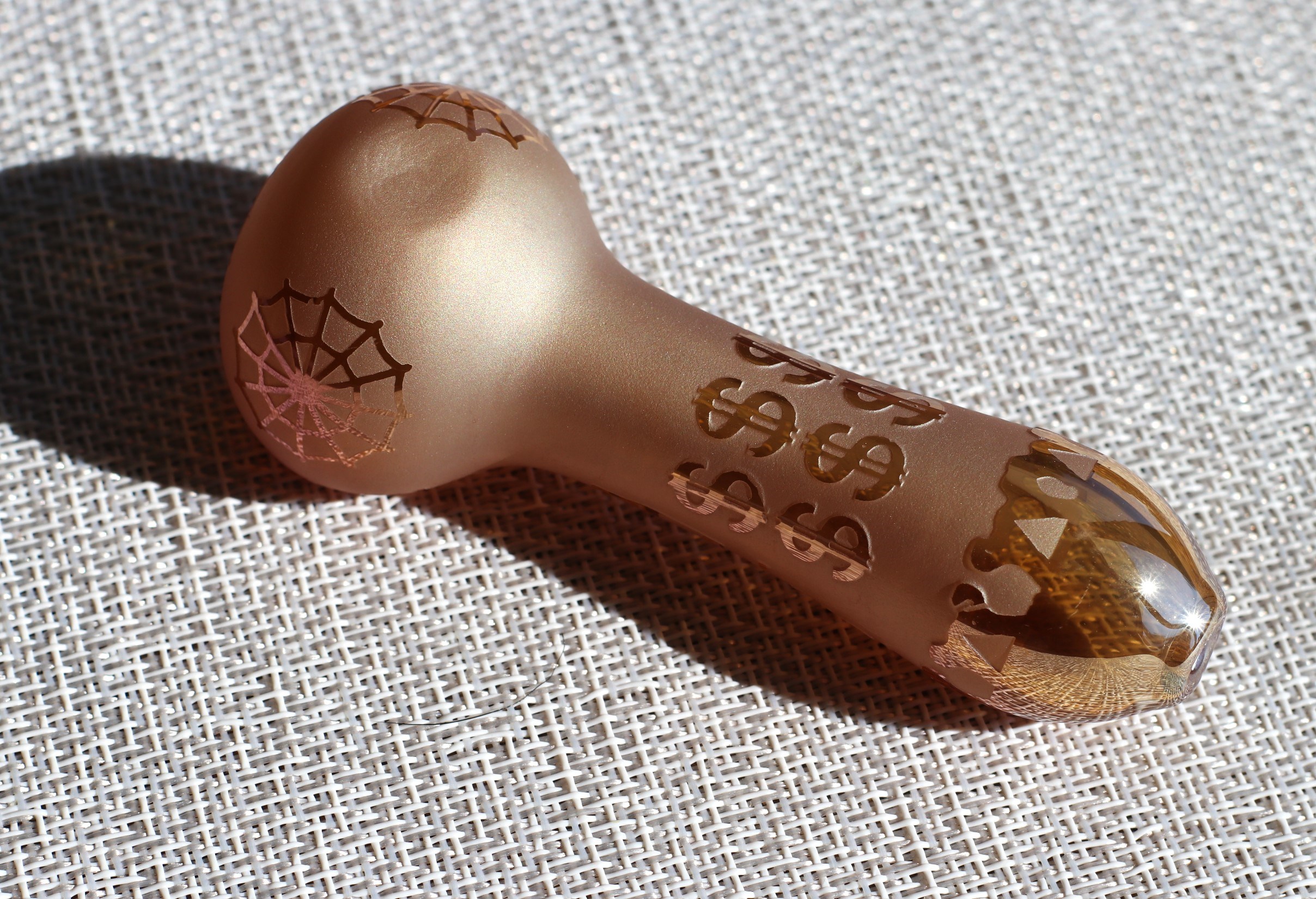 4" Glass Spoon Pipe w/colorful ceramic coating-Pink Money - 4' Glass Spoon Pipe
