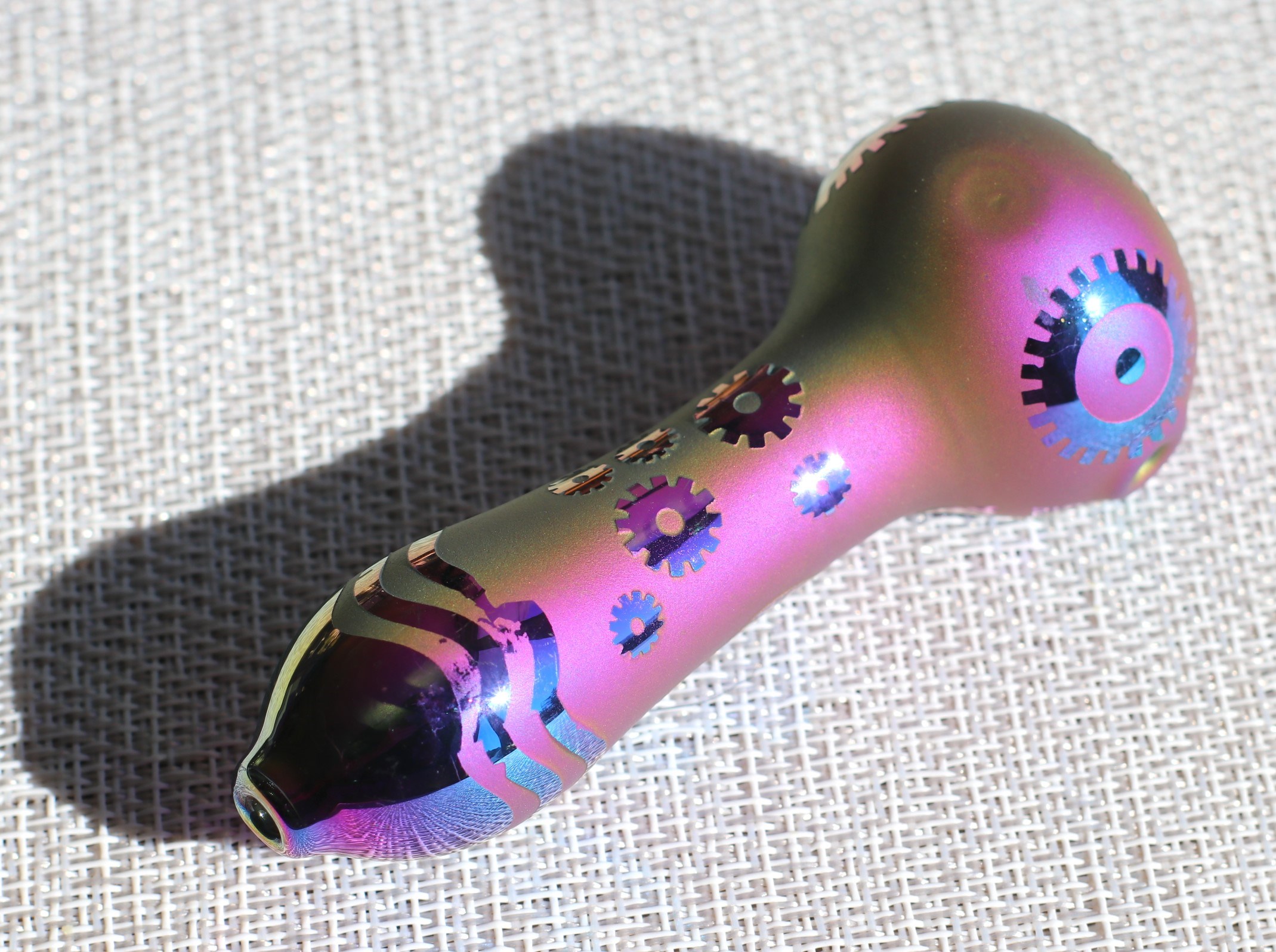 4" Glass Spoon Pipe w/colorful ceramic coating-Rainbow Sundial - 4' Glass Spoon Pipe