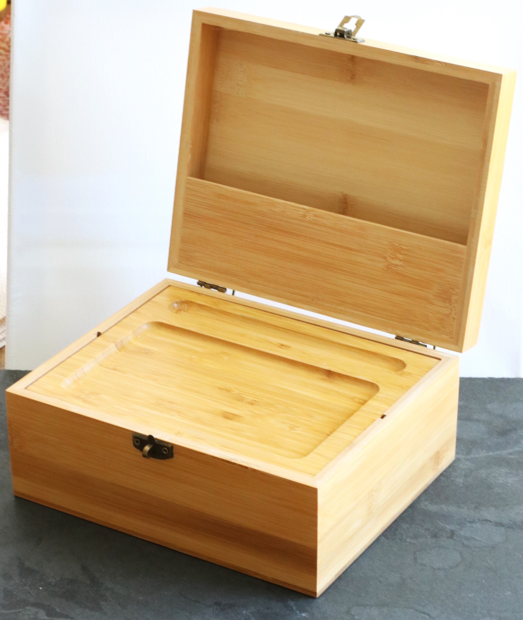 Bamboo Stash Box-Treasure Box-Jewelry Box-Keep Safe-9" x 7" - Bamboo Wood Treasure Box