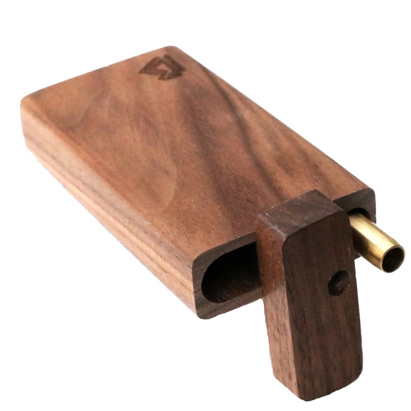 4" American Walnut Wood Dugout & One Hitter Pipe - Handcrafted Wood Dugout One Hitter