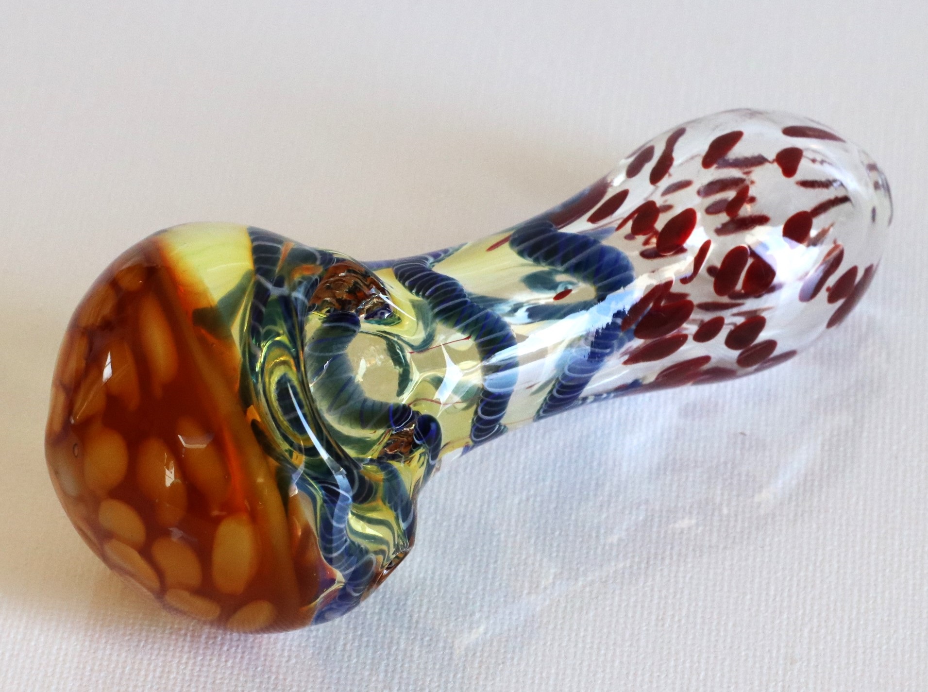 4" Glass Spoon Pipe- Leopard 100mm - Glass Spoon Pipe