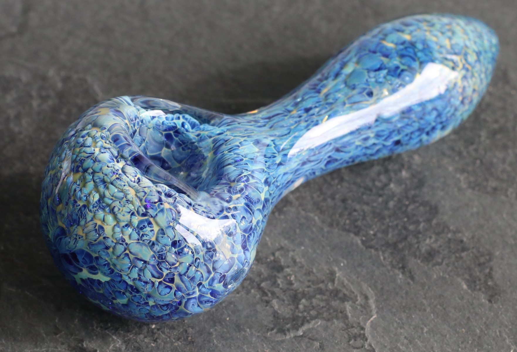 4" Glass Spoon Pipe-Blue Tie Dye - Glass Spoon Pipe