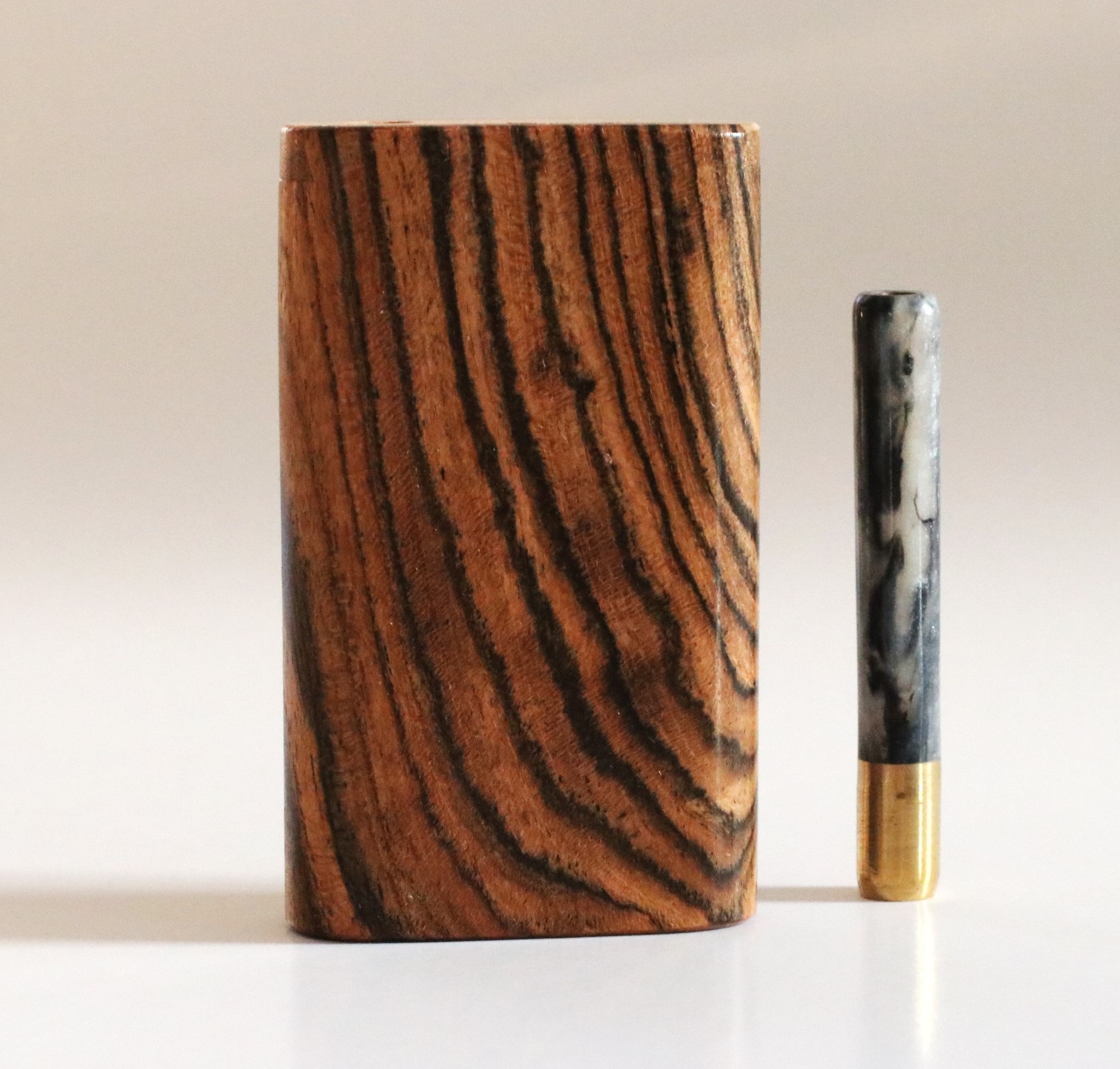 Bocote Wood Dugout & Brass one hitter pipe - Bocote Slider Dugout