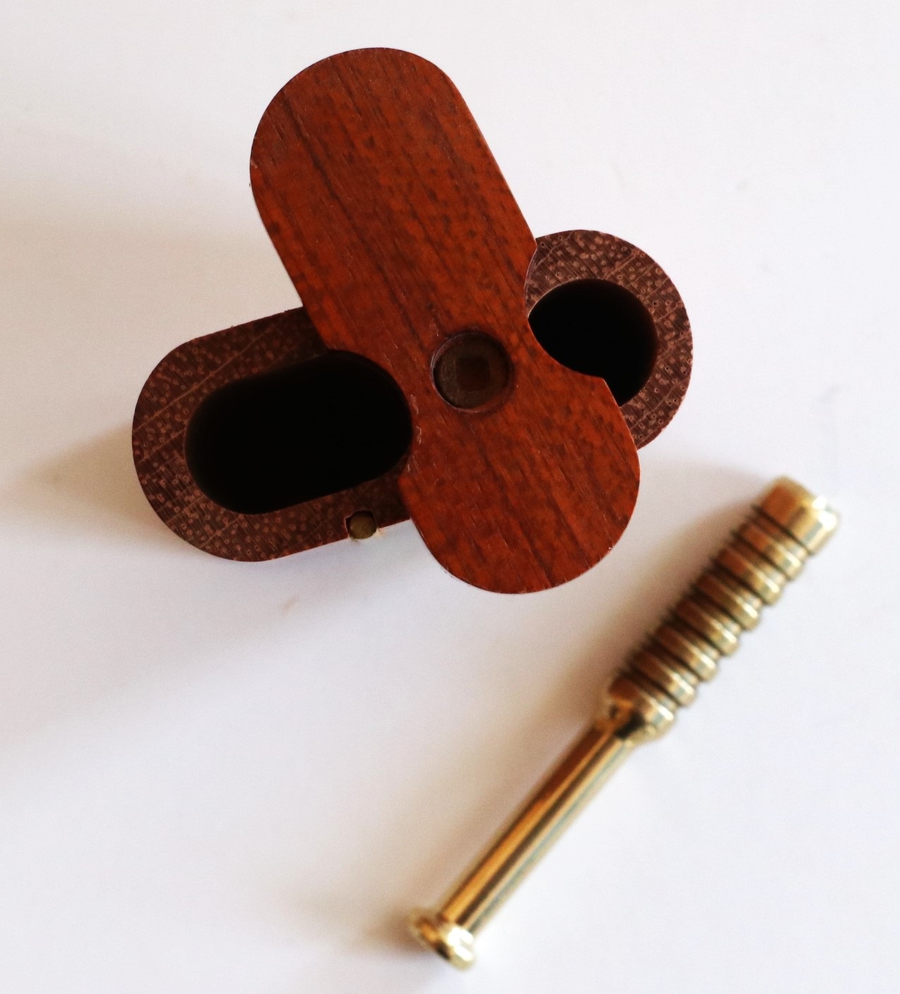 3" & 4" Red Padauk Swivel Lid Dugouts-Built in Poker & One Hitter Pipe - Cherry Swivel Lid Dugout