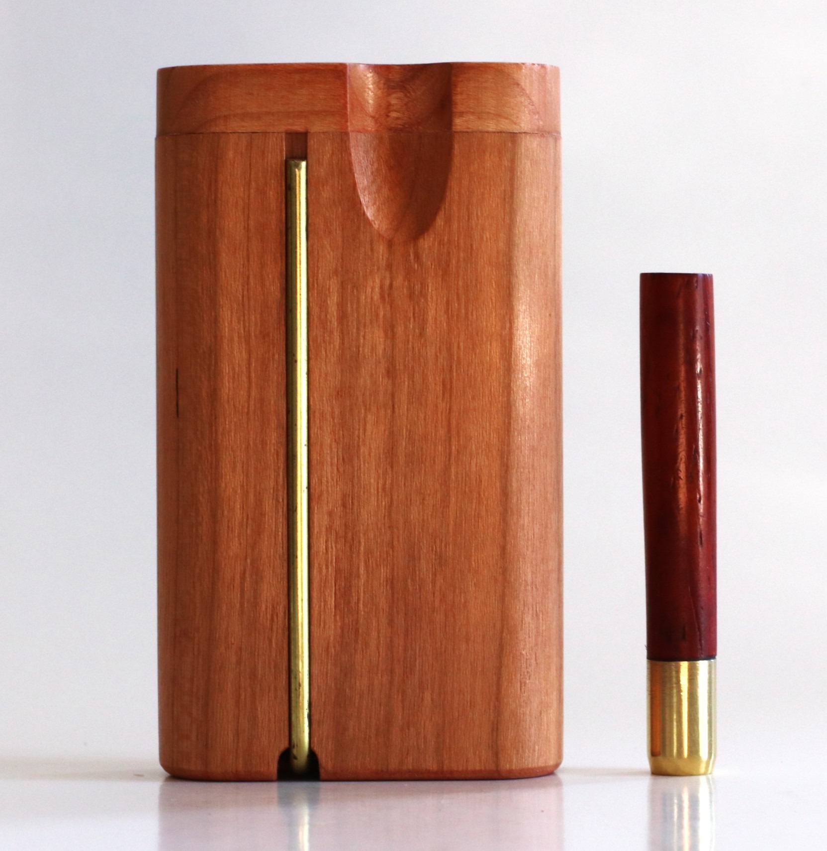 3" Brazilian Cherry Swivel Lid Dugouts-Built in Poker & One Hitter Pipe - Cherry Swivel Lid Dugout