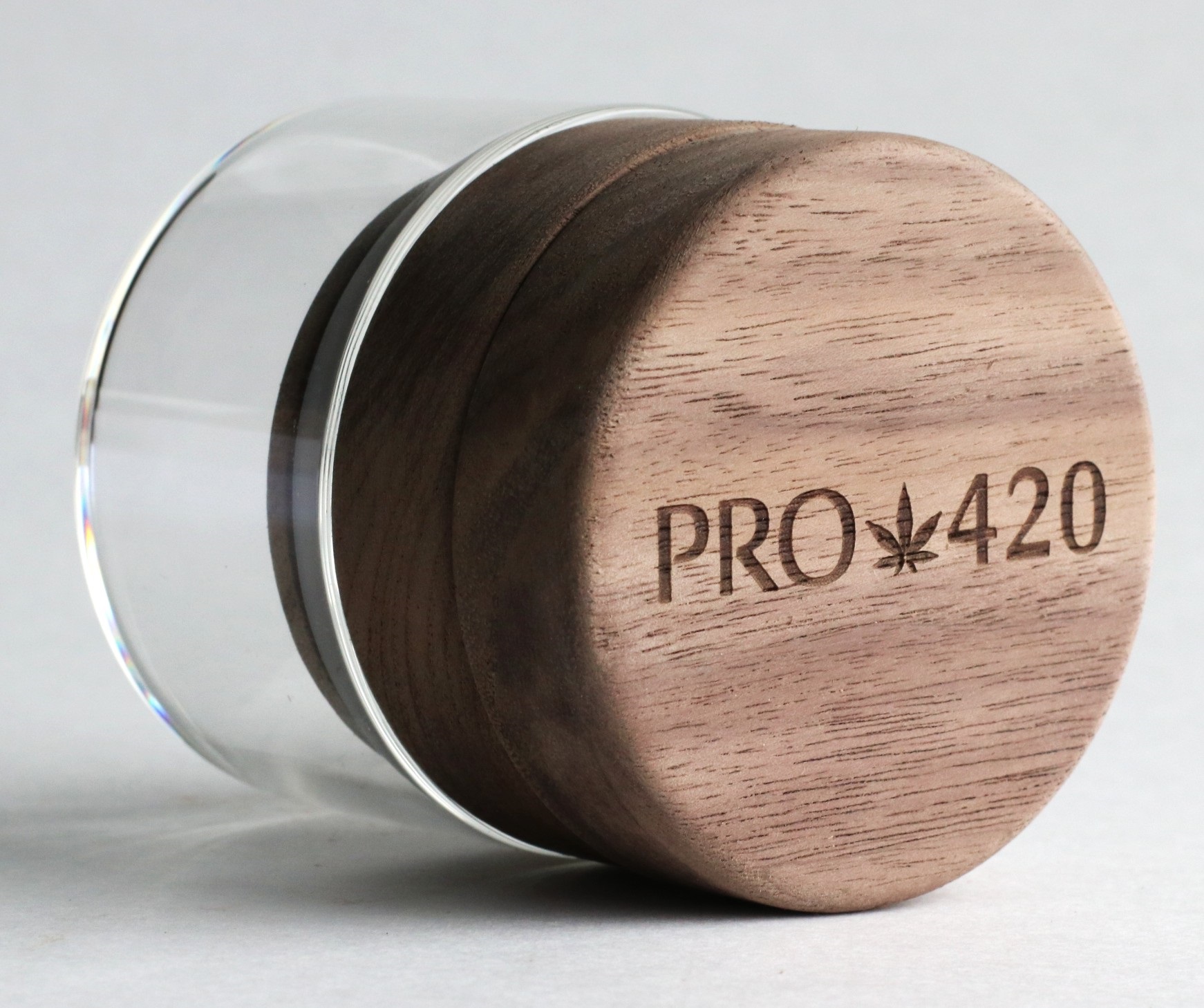 PRO 420 Custom Wood Herb Grinder & Glass Storage Jar - Herb Grinder and Stash Jar