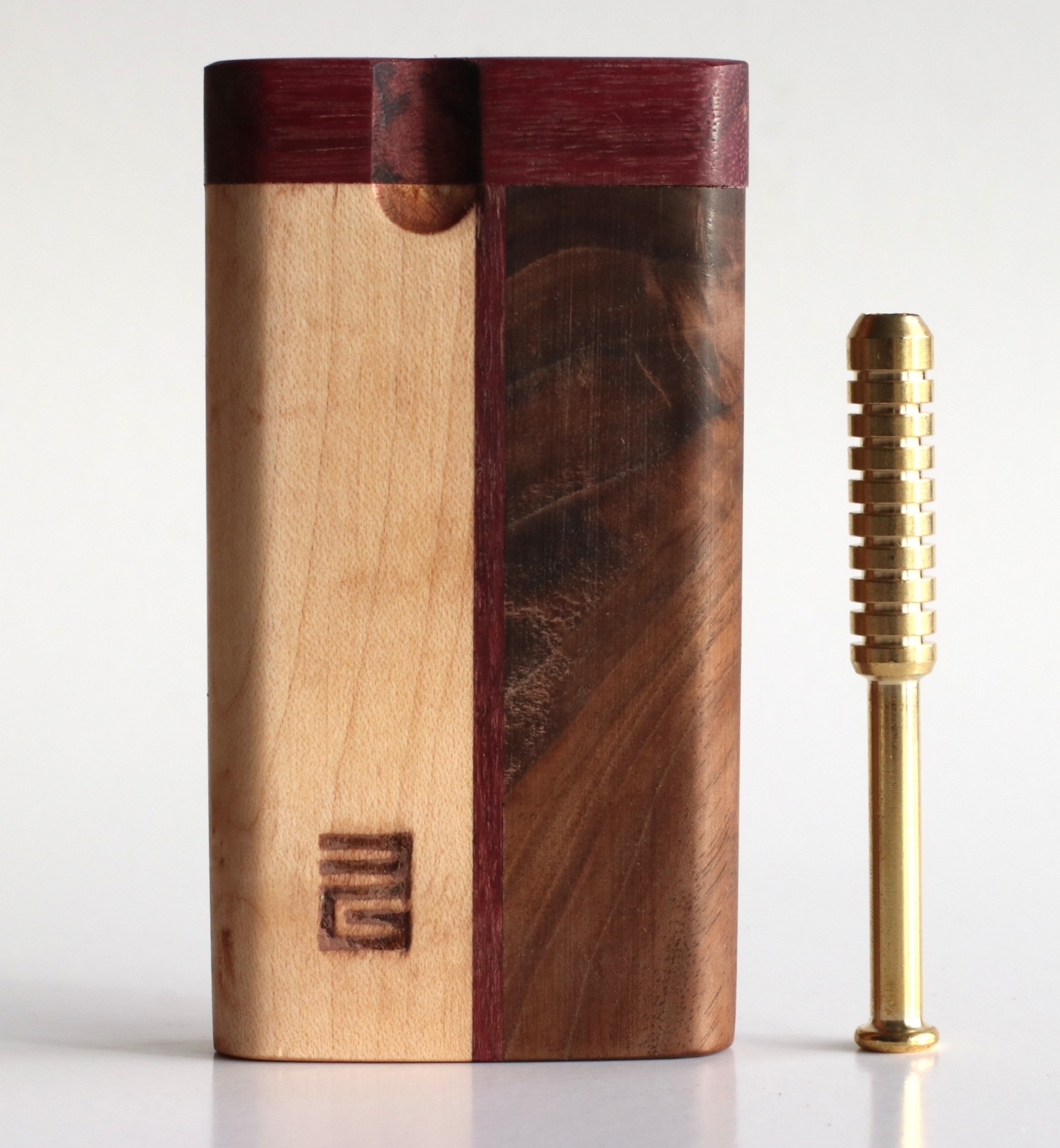 3G Black Walnut & Cherry Dugout- Ribbed Brass One Hitter Pipe- Perfect Gift-American Crafted Stash - Padauk Dugout by 3rd Grain