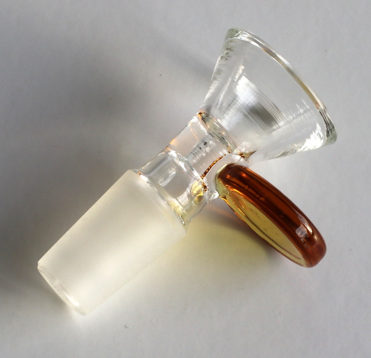 Glass Bowl Insert-14.5 mm- Frosted Male Insert Bowl with Glass Handle - 10mm Glass Bowl Insert for Bongs