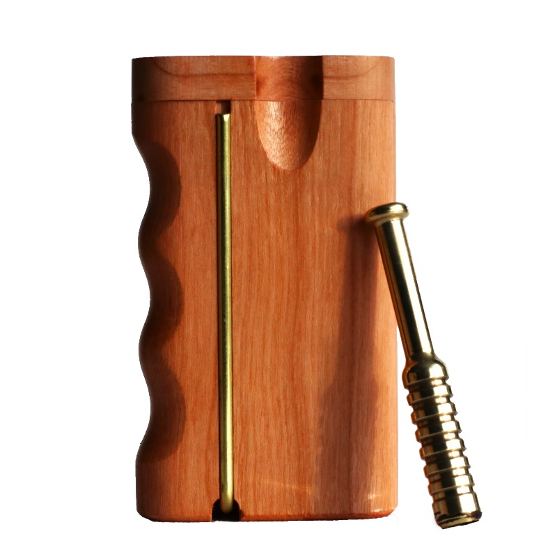 3" Cherry Wood Dugout-Swivel Lid-Built in Poker-Custom one hitter pipe-Handlebar grip design - One of a Kind Teak Wood Dugout